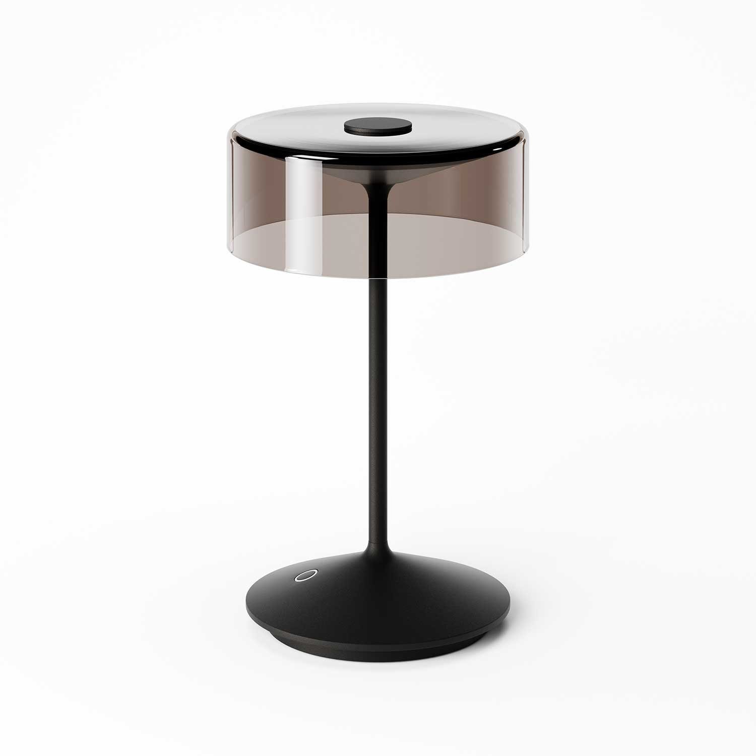 SIGOR LED Tischleuchte Stilvolle Numotion Akku-Tischampe mit Glasschirm, LED fest integriert, Warmweiß, Extra Warmweiß, kabellos