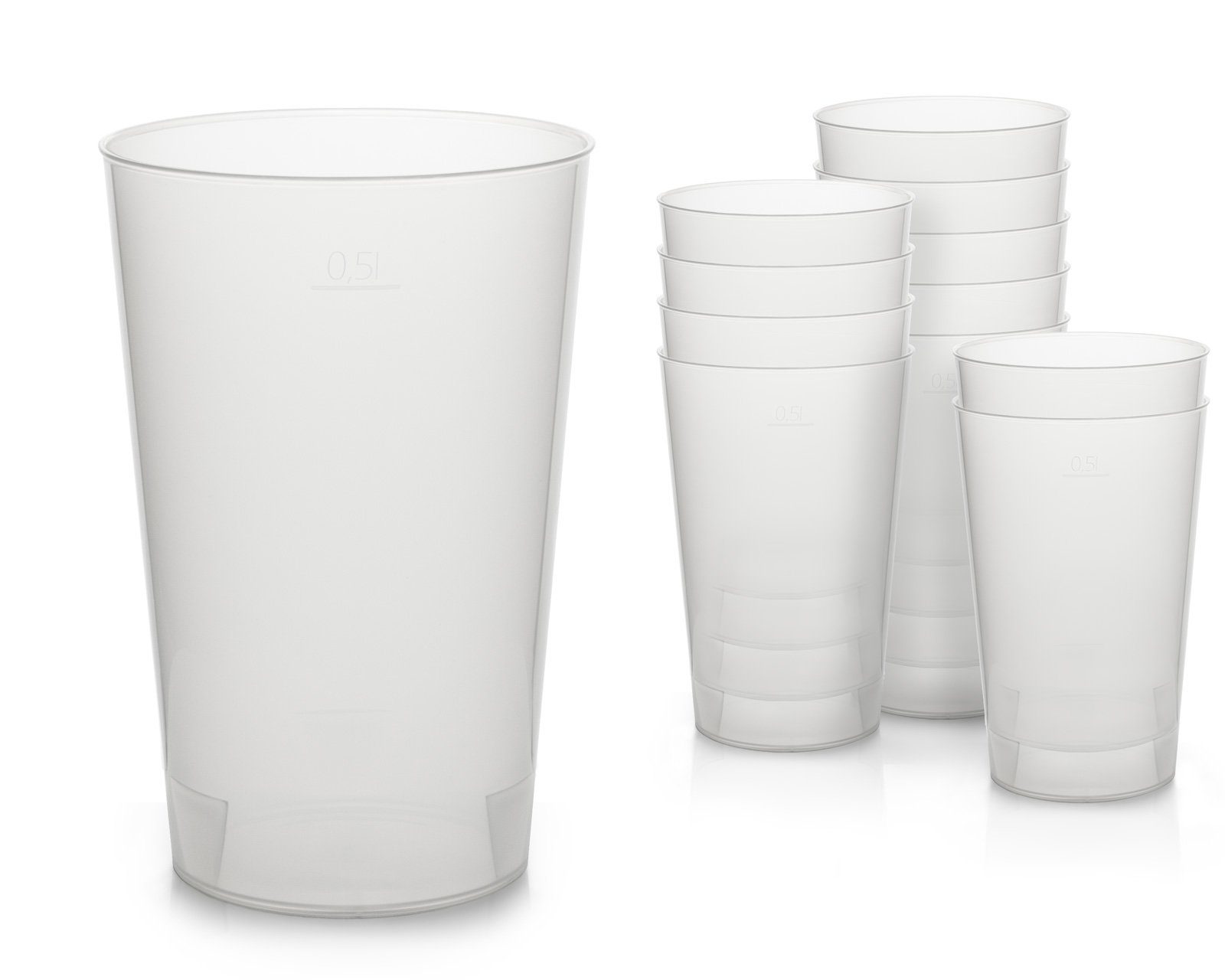 OCTOPUS Becher 100x Mehrwegbecher 500ml, Plastikbecher aus bruchsicherem Kunststoff