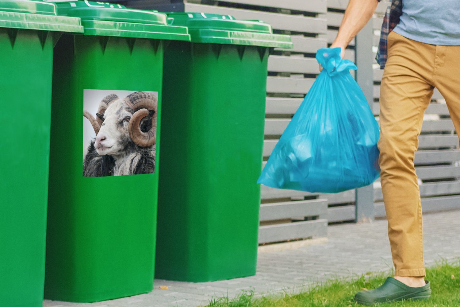 - Abfalbehälter Tiere (1 Sticker, Schafe - St), Horn Container, Mülltonne, MuchoWow Wandsticker Mülleimer-aufkleber,