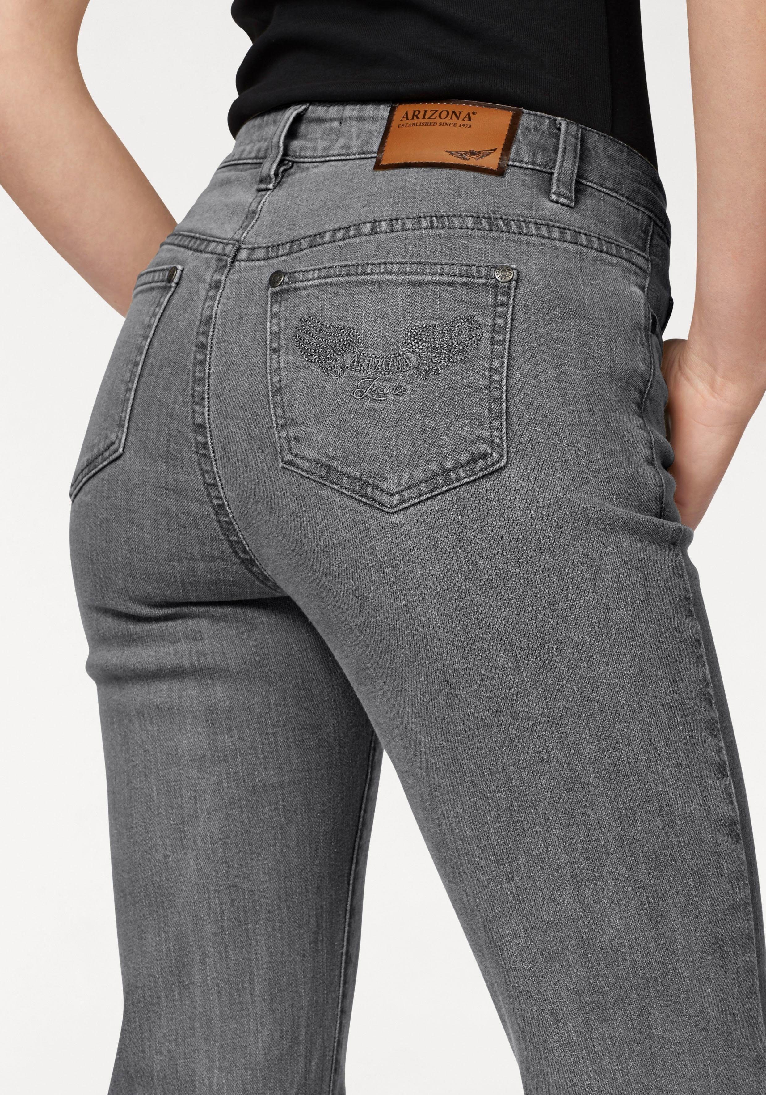 Comfort-Fit Bootcut-Jeans Arizona Waist grey-used High