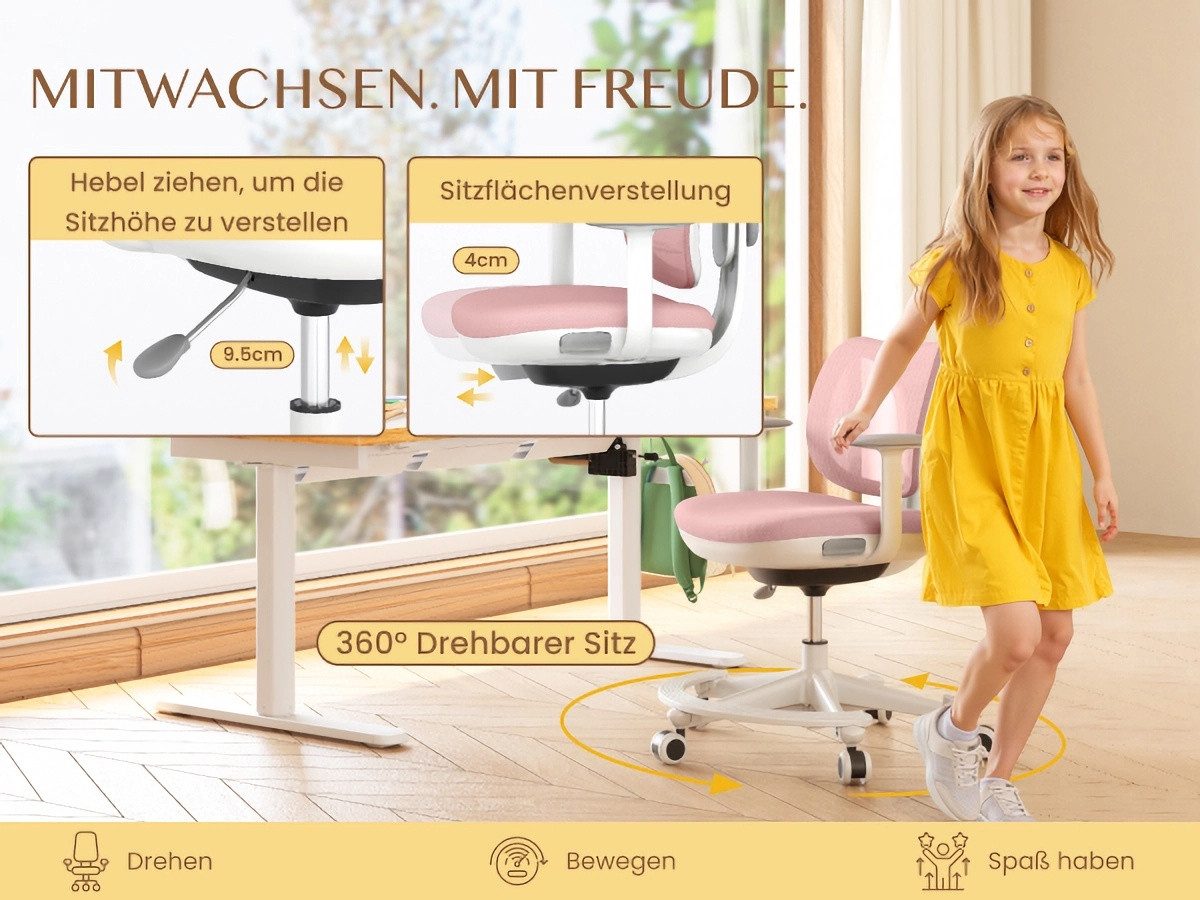 FLEXISPOT Schreibtisch Kinderschreibtisch Höhenverstellbar (mit neigbarer Tischplatte, mit LED-Höhenanzeige & 3 Speicherplätzen, MIT Haken, 16mm Abgerundete Tis – Bild 5 von 5