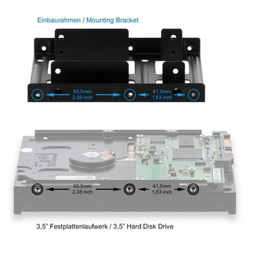 deleyCON Festplatten-Einbaurahmen deleyCON Einbaurahmen 2,5" Festplatte SSD auf 3,5" Adapter