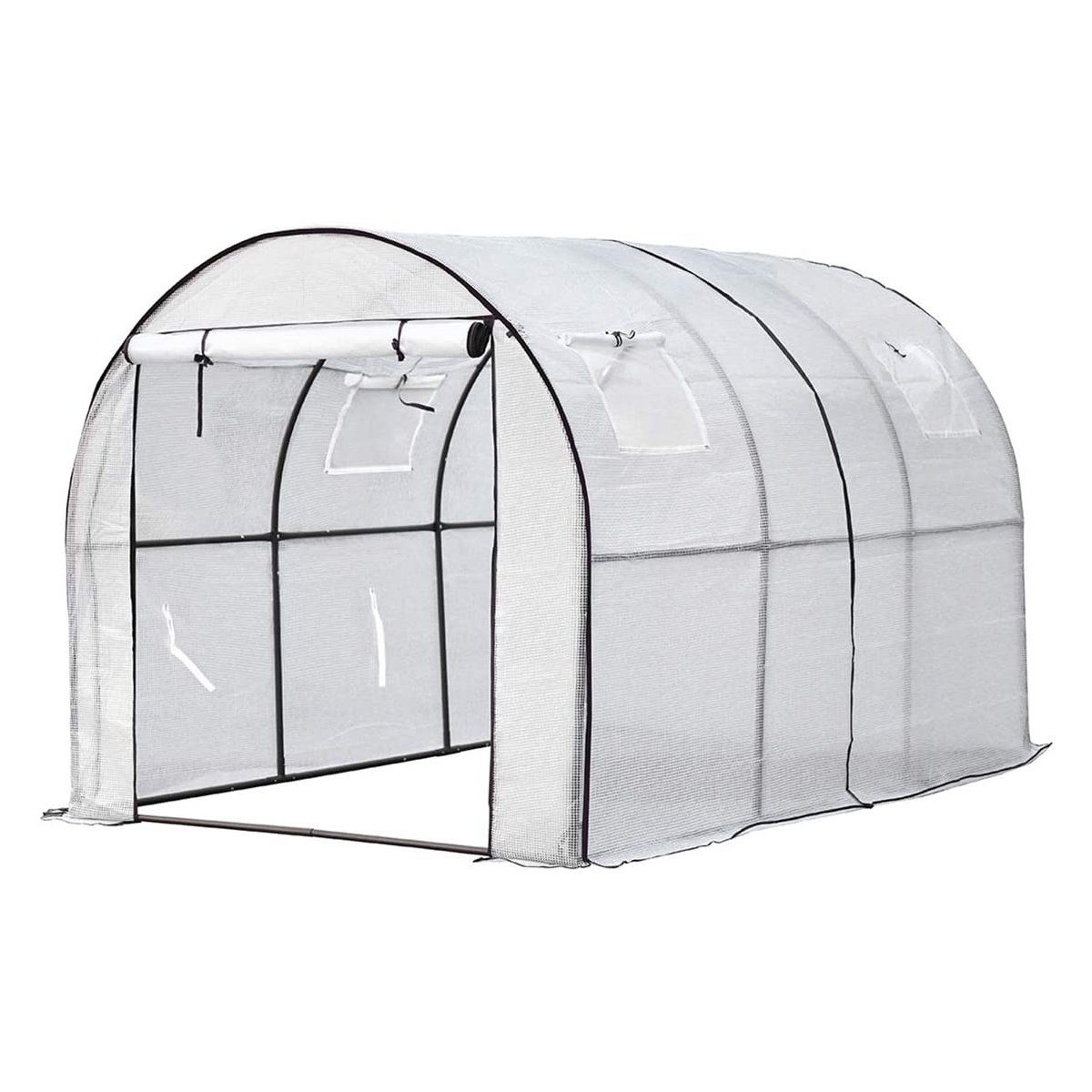 Sekey Foliengewächshaus »Tunnel Foliengewächshaus 6m² aufrollbare Tür 3 Fenster Treibhaus Tomatenhaus Pflanzenhaus 300x200x190cm«