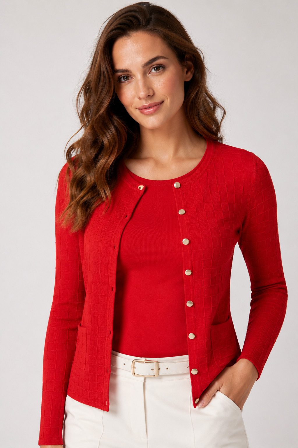 Passioni Cardigan Twinset im Schachbrettmuster
