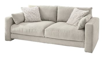 Massivart® Big-Sofa MILEY Cord grau-beige 241 cm / 4-Sitzer, Bonell-Federkernpolsterung, 2 Rückenkissen, 4 Zierkissen