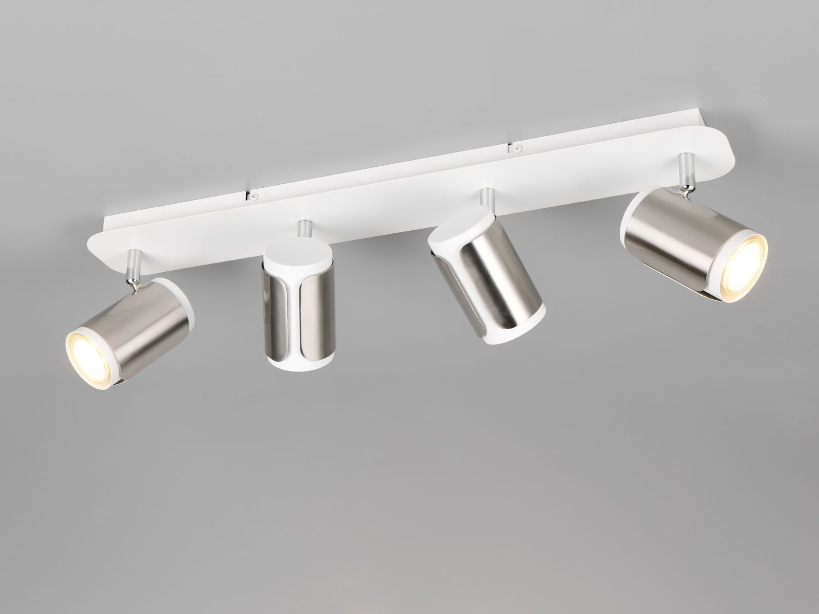 TRIO Leuchten LED Deckenspot, LED wechselbar, Warmweiß, Spotlampen Deckenstrahler Weiß Silber & Wandstrahler innen, 60cm lang