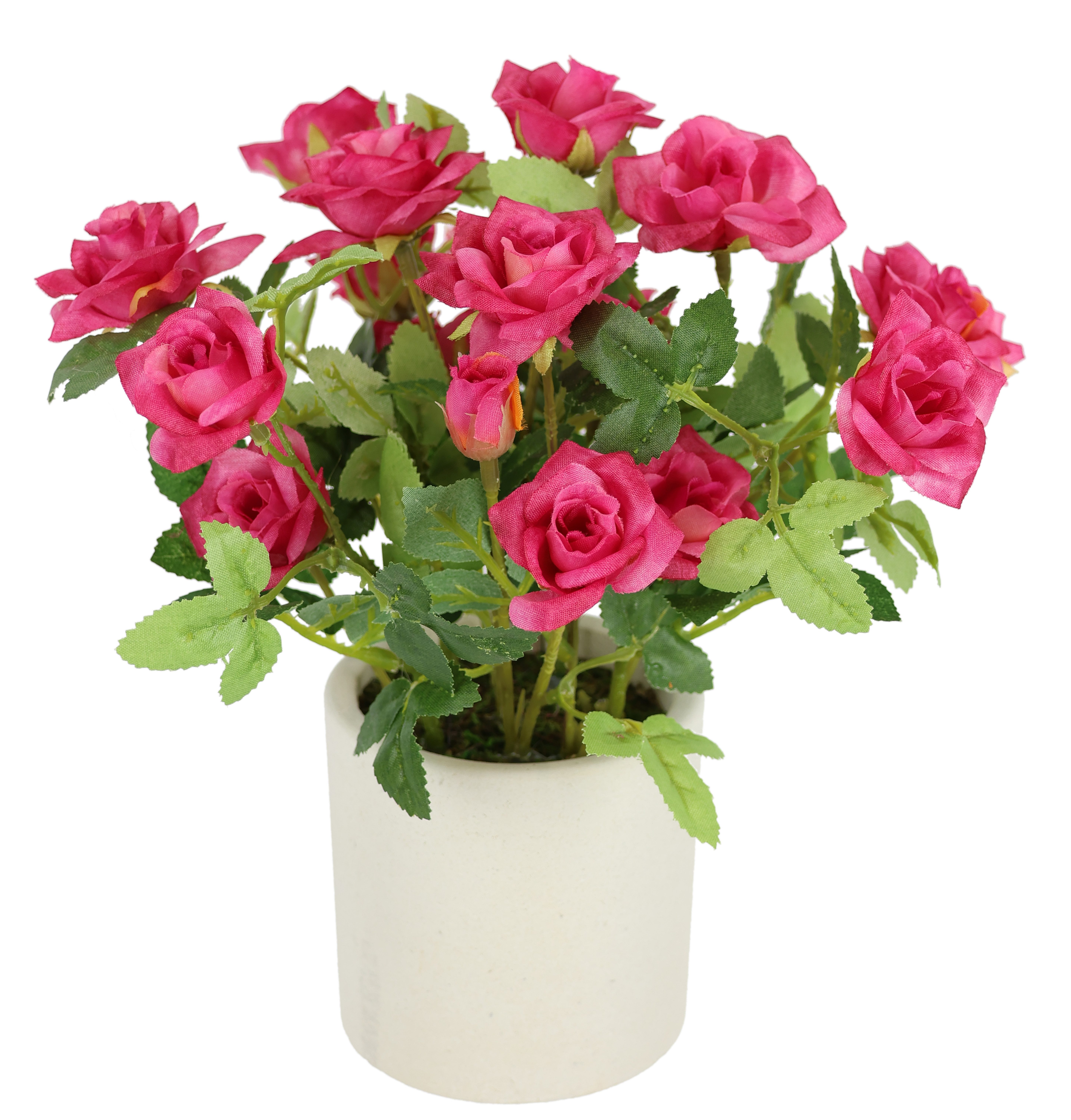 Kunstblume Wildrosen Busch im Topf Rosen, I.GE.A., Höhe 21 cm, Rosen Kunstrosen Kunstpflanze Blumen Künstliche Hochzeitsdeko