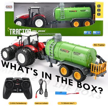Esun RC-Traktor Ferngesteuerter Traktor, 1:24 Traktor Spielzeug mit Licht und Sound (Set, Komplettset), Funktionen Elektronischer Traktor für 3+ Jungen