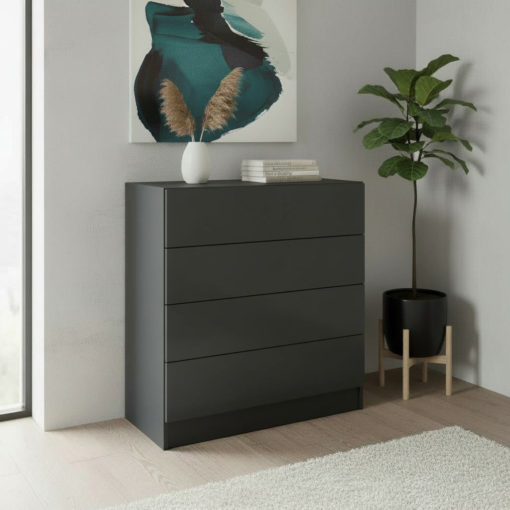 borchardt Möbel Kommode Vaasa, Kommode mit 4 Schubkästen auf Kugelführungen, Breite 76 cm