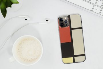 MuchoWow Handyhülle Komposition mit rotem Quadrat, schwarz, blau - Piet Mondrian, Handyhülle Apple iPhone 12 Pro, Smartphone-Bumper, Print, Handy