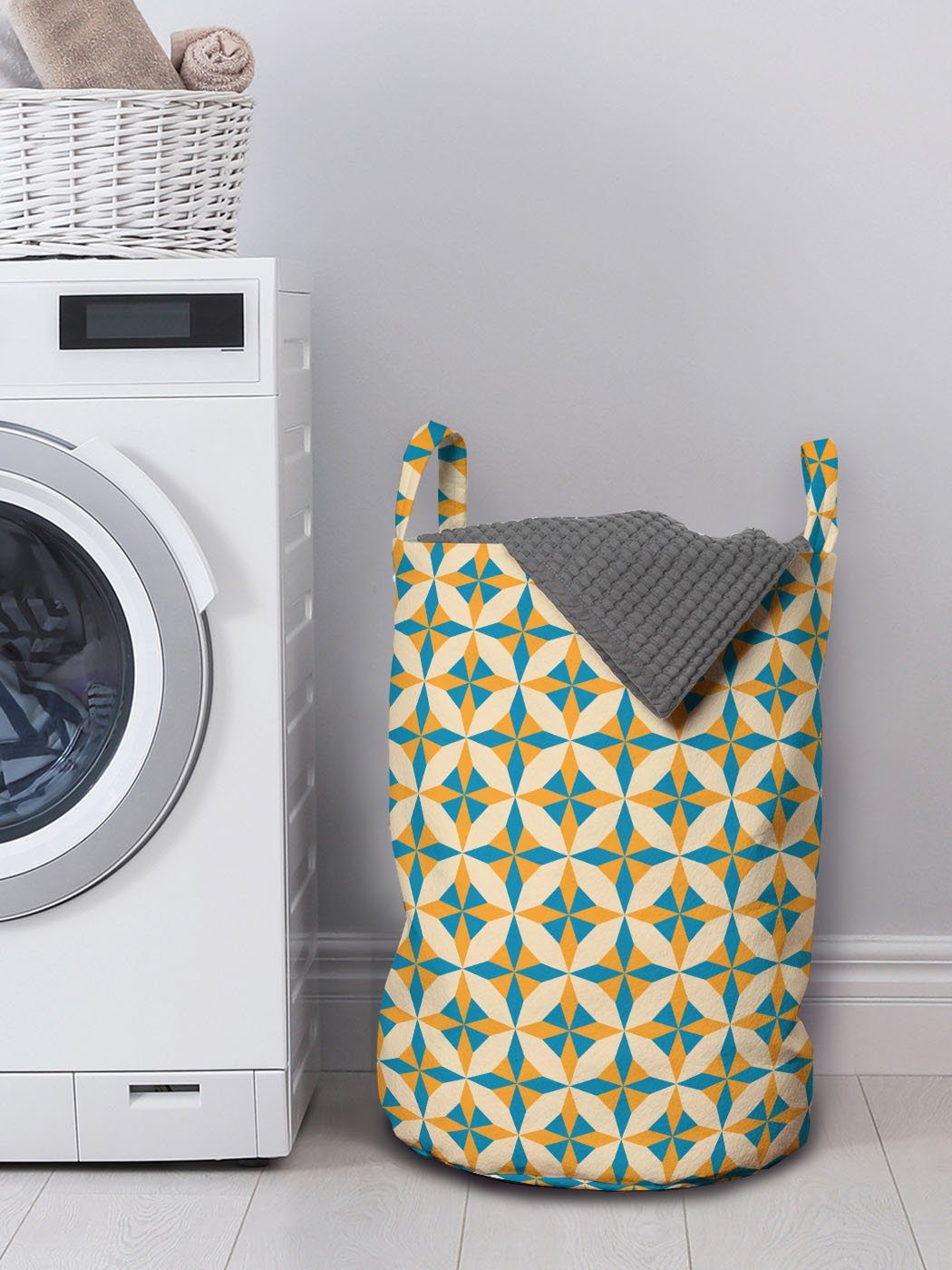 Abakuhaus Wäschesäckchen Wäschekorb Kordelzugverschluss mit Waschsalons, Origami für Jahrgang Griffen Abstrakt