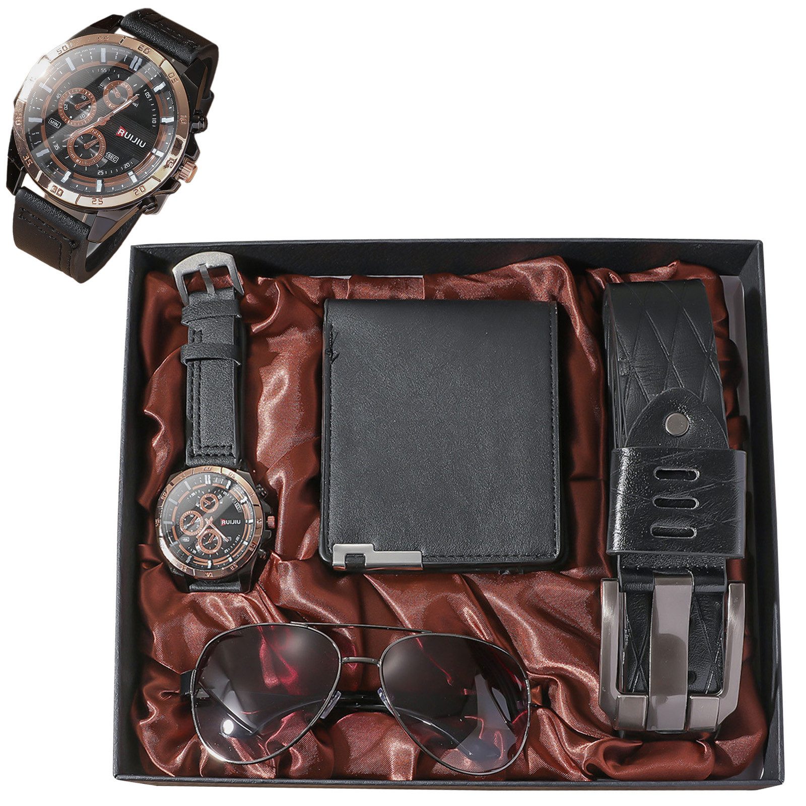 MODFU Geldbörse Herren Gentleman Geschenkset Accessoire Set Kunstleder Gürt günstig online kaufen