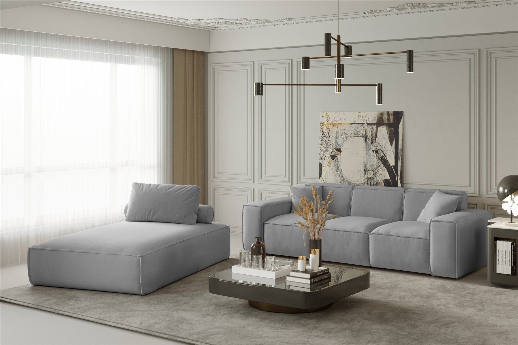 Fun Möbel Polstergarnitur Sofa-Set 2-teilig Chaiselongue günstig online kaufen