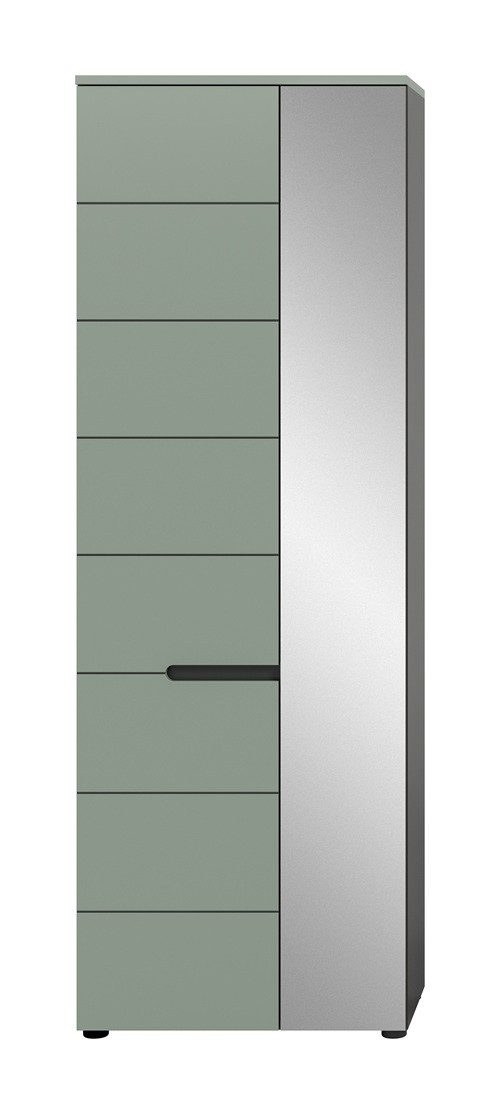 xonox.home Kleiderschrank Garderobenschrank Canu, Smoke Green / Basalt grau Spiegeltür