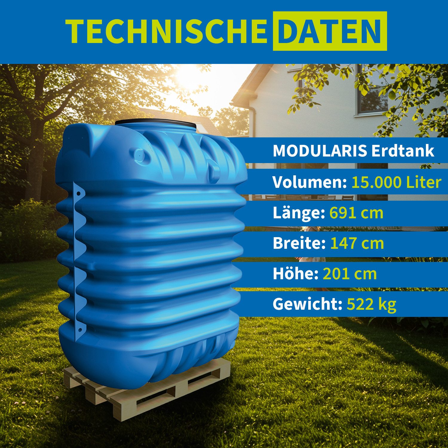 4rain Wasserreservoir MODULARIS Erdtank 15000 Liter inkl. Schachtverlängerung, 15000 l