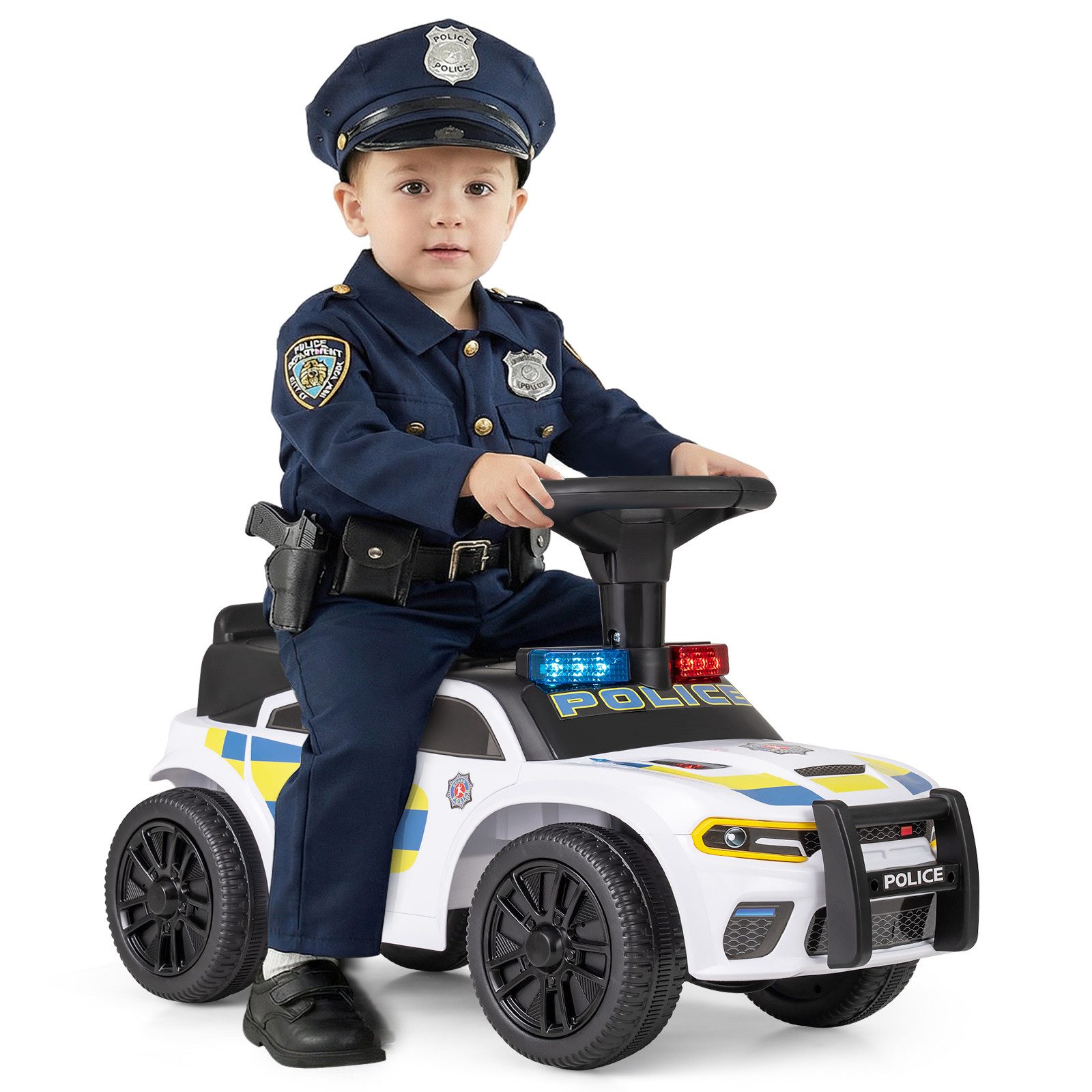 COSTWAY Rutscherauto, (1-tlg), Rutschauto, Kinderauto mit Licht, Musik, Sirene & Stauraum