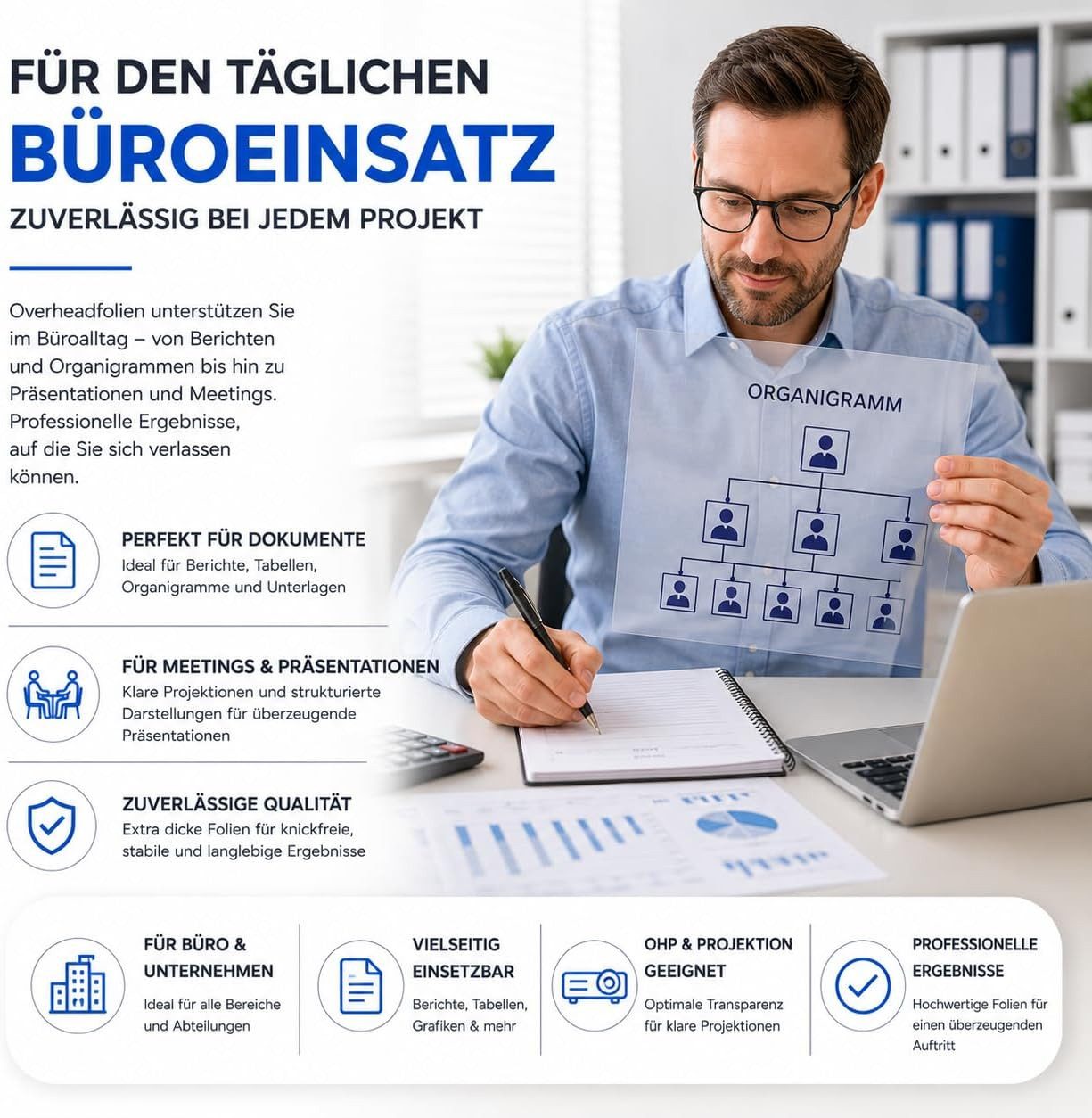 TK Gruppe Transparentpapier 50x Overheadfolie transparent DIN A4 – Overheadprojektor – Kopierfolie