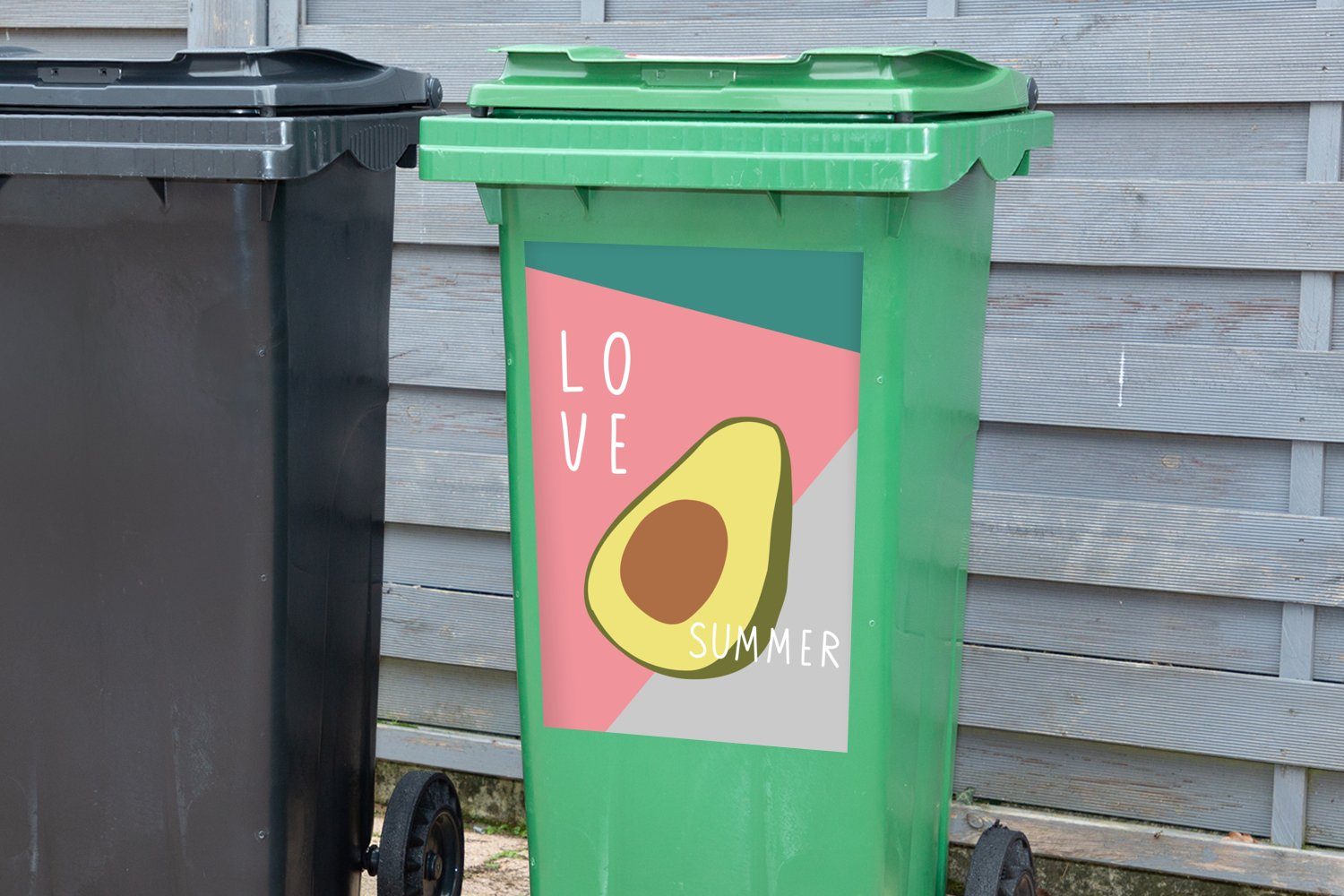 Mülltonne, St), Sticker, - Rosa - Pastell Mülleimer-aufkleber, (1 Wandsticker Abfalbehälter Container, MuchoWow Avocado