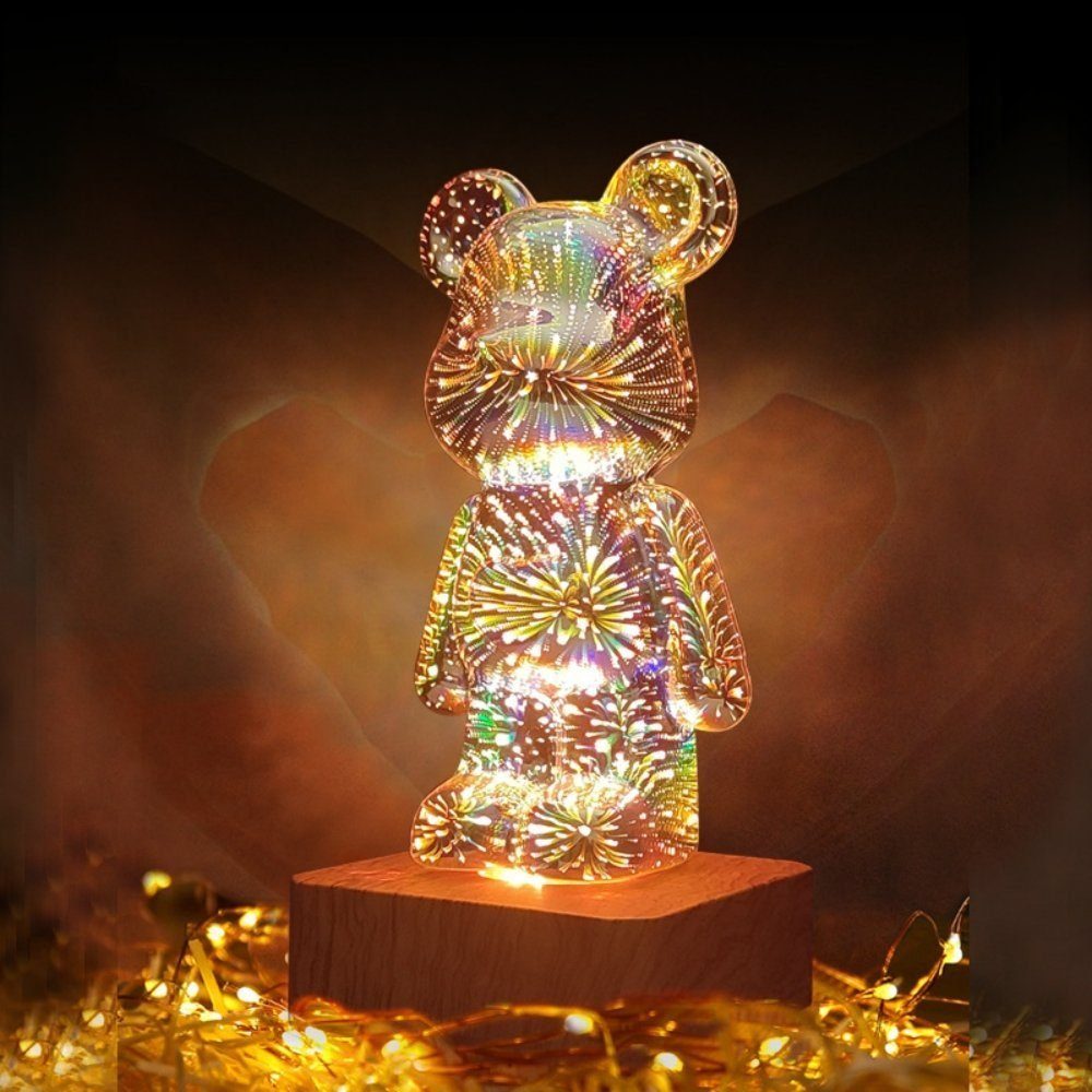 Gontence Dekolicht Dekolicht LED Dekolicht 3D-Feuerwerk-Bärenlampe, buntes Nachtlicht