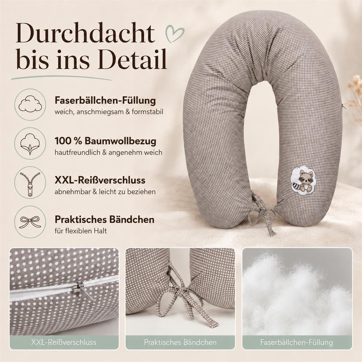 SEI Design Stillkissen Seitenschläferkissen Babynestchen Kuschelnest 170x30 cm, Schwangerschaftskissen mit Bezug, Schwangerschaftskissen mit Bezug, Bezug 100% B – Bild 5 von 5