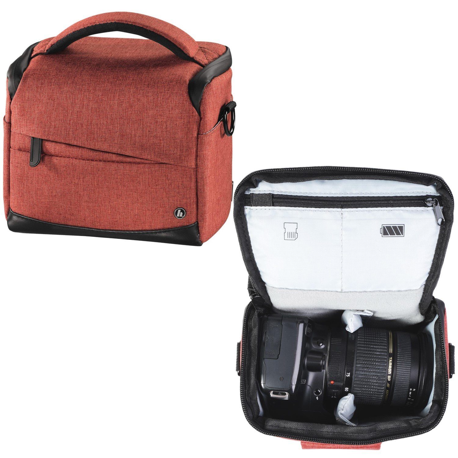 Hama Kameratasche Kamera-Tasche Trinidad 110 Foto-Tasche Universal Rot, Case Schultergurt Tragegriff Zubehör-Fächer Digitalkamera Systemkamera