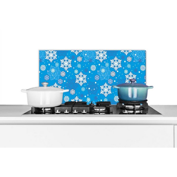 MuchoWow Küchenrückwand Schneeflocke - Winter - Weihnachten - Muster (1-tlg) Wandschutz gegen Fett und Schmutzflecken für Küchen