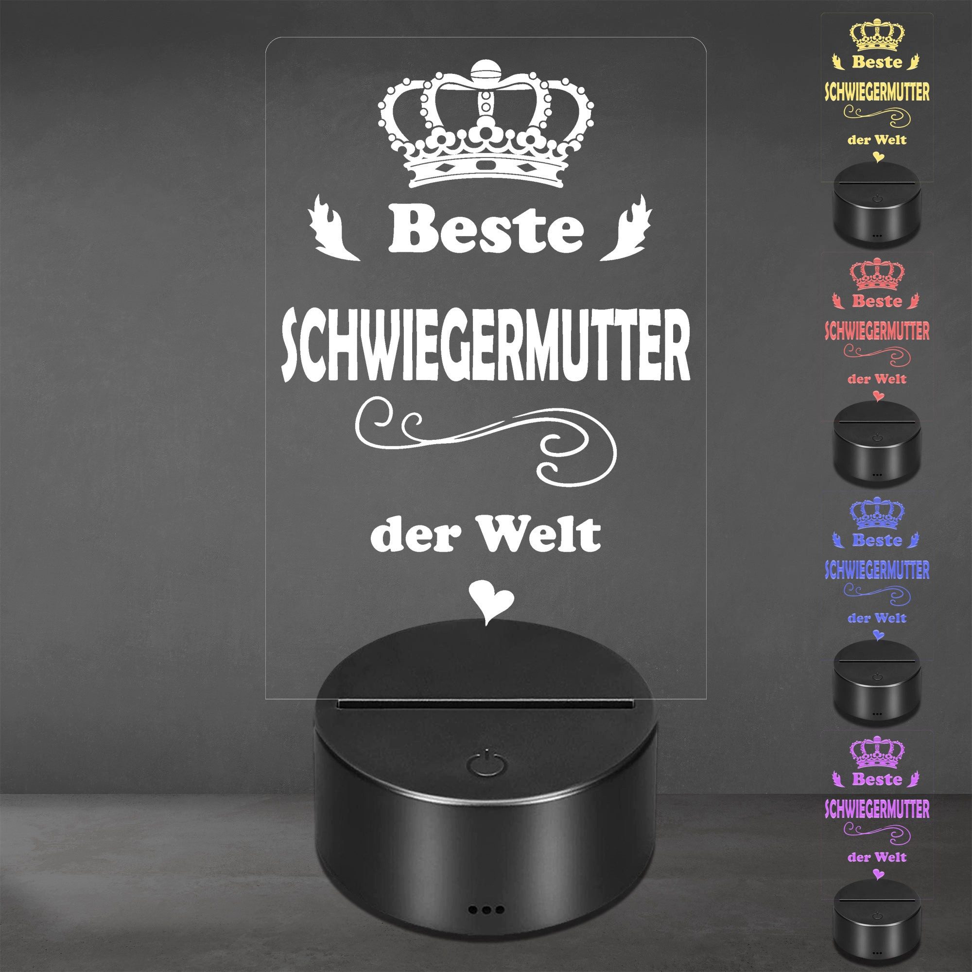 Lieblingsmensch LED Nachtlicht mit Gravur, Beste Schwiegermutter, Acryllampe mit romantischem Spruch, LED fest integriert, Farbwechsel oder feste Farbe mit Fernbedienung & Touch, Dekolampe zur Hochzeit, Geburtstag, Verlobung & Jahrestag