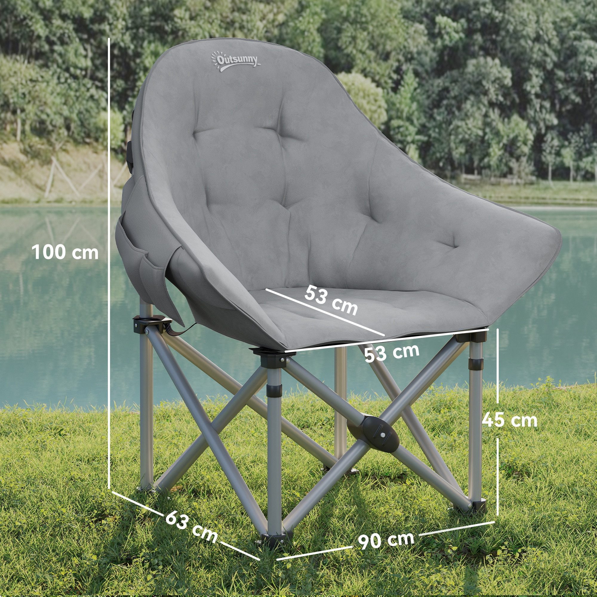 Outsunny Campingstuhl Outdoor Klappstuhl robust leicht Angelstuhl Gartenstuhl (Faltstuhl, 1 St), bis 120kg belastbar, für Garten Camping Strand