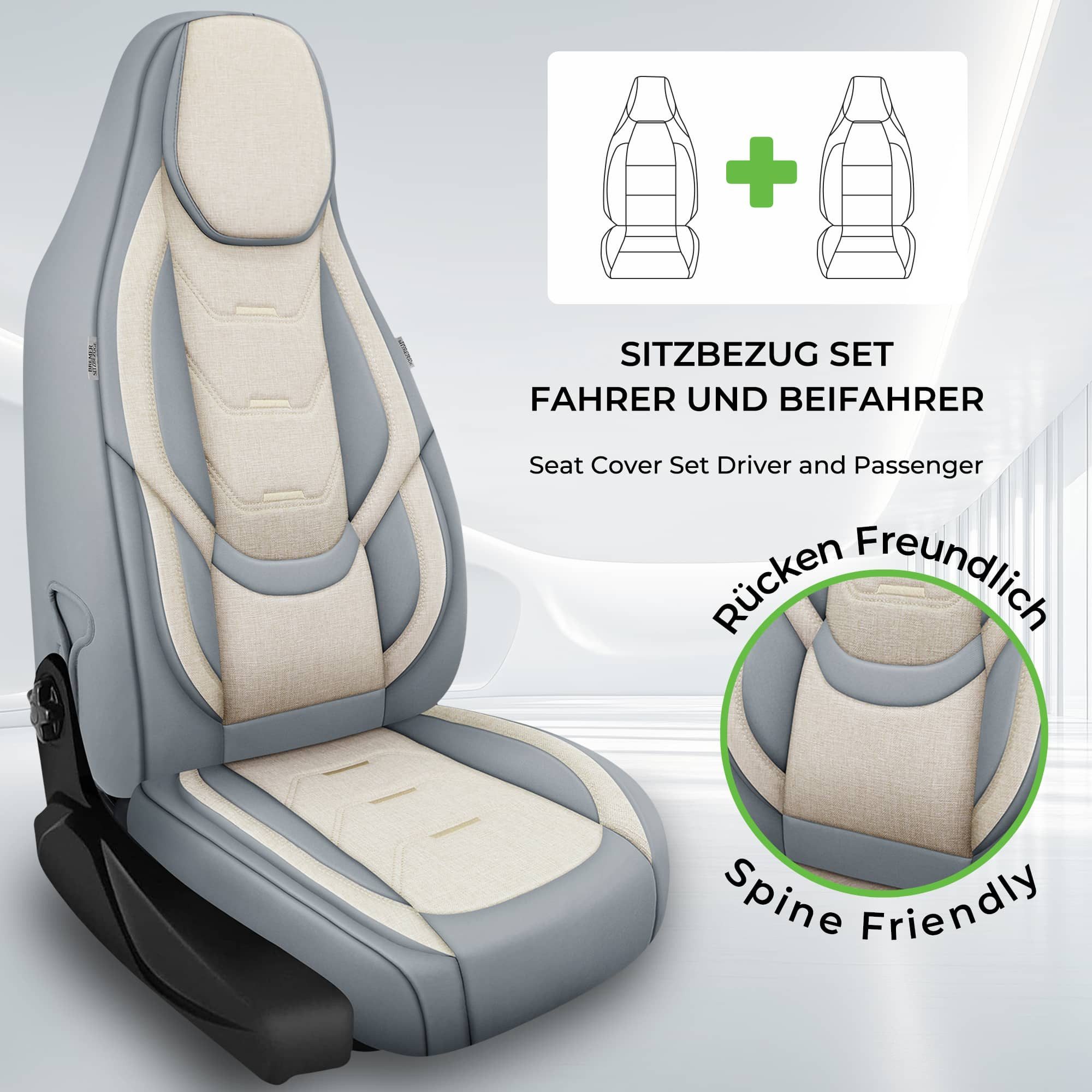 BREMER SITZBEZÜGE Autositzbezug für Toyota Corolla E12 Bj 2001-07 (H3), Set, Schonbezüge Sitzbezüge Fahrer und Beifahrer, in Grau/Beige