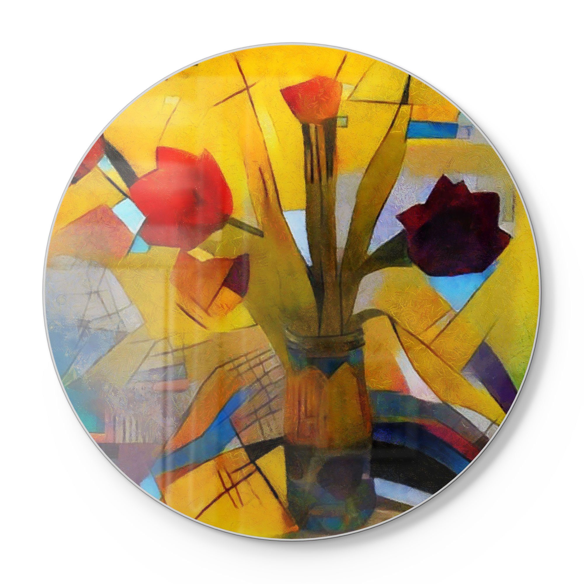 DEQORI Schneidebrett 'Abstrakter Blumenstrauß', Glas, Platte Frühstücksbrett Schneideplatte