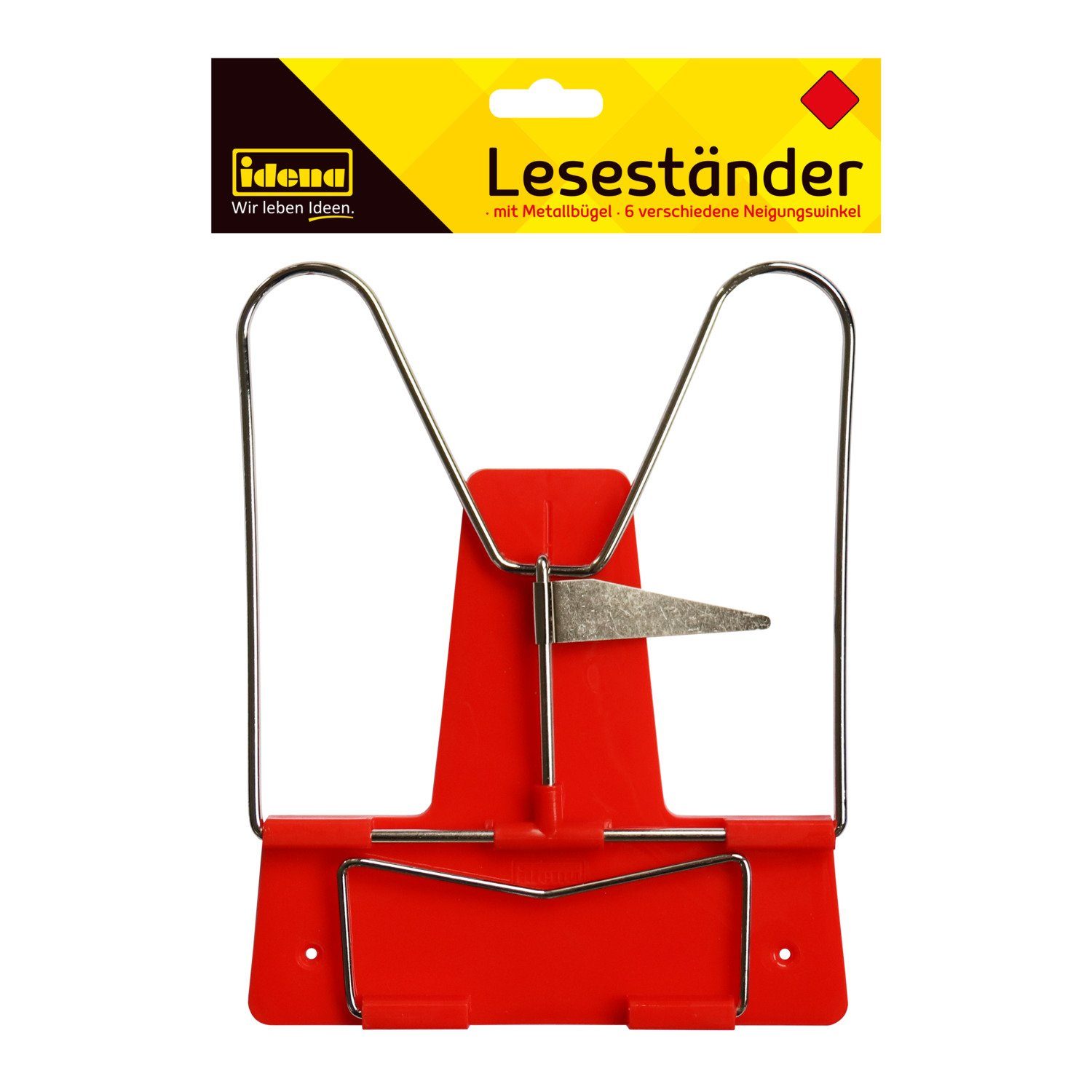 Idena Buchstütze Idena 12083 - Leseständer mit Metallbügel, rot, 1 Stück