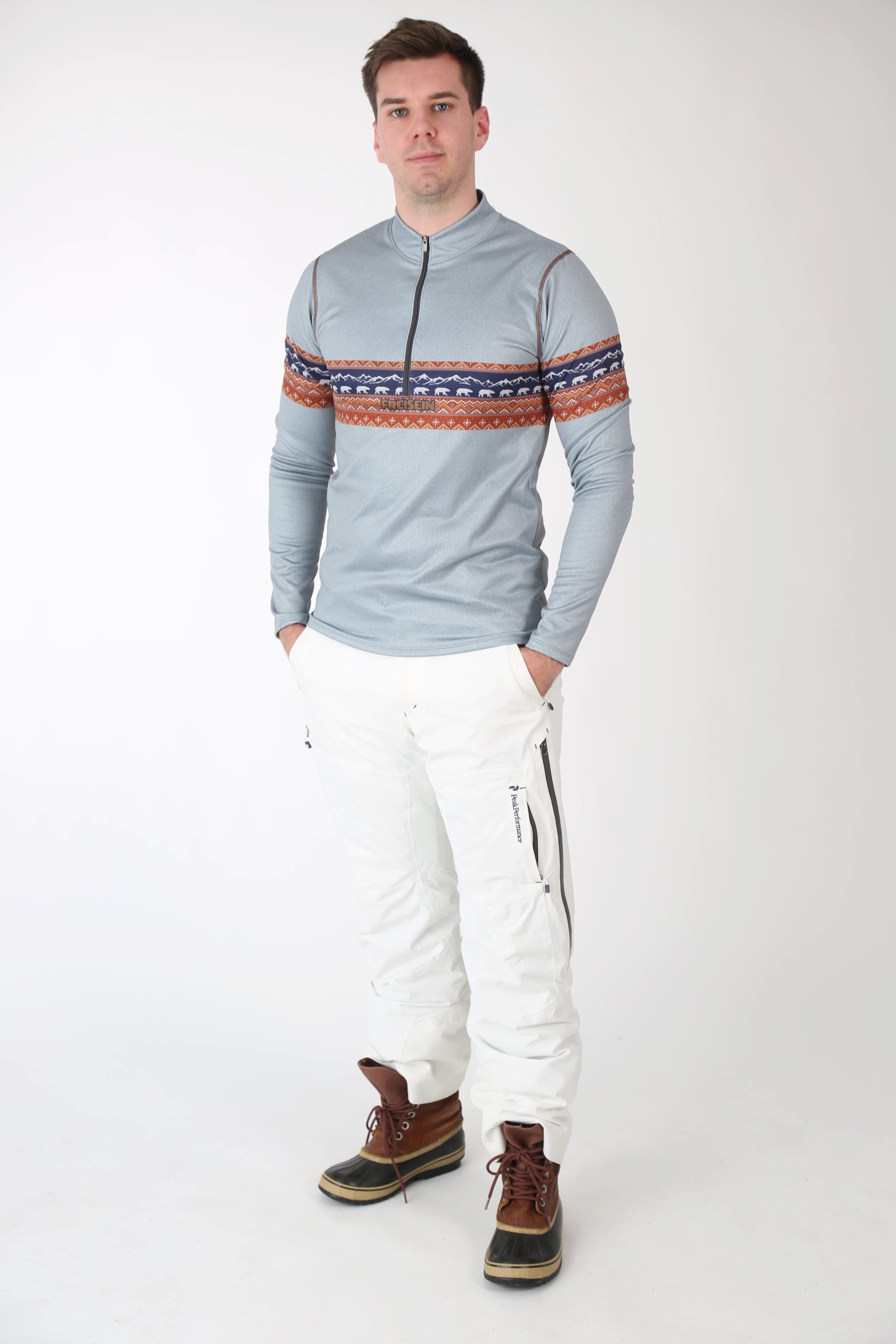 Freisein Project Funktionsshirt NorwegianBear Vintage-Look mit Retro-Skifahrer