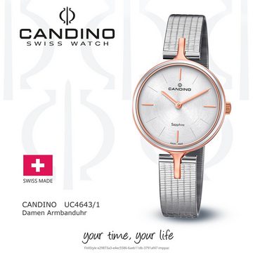 Candino Quarzuhr Candino Damen Uhr Analog C4643/1, Damen Armbanduhr rund, Edelstahlarmband silber, Fashion