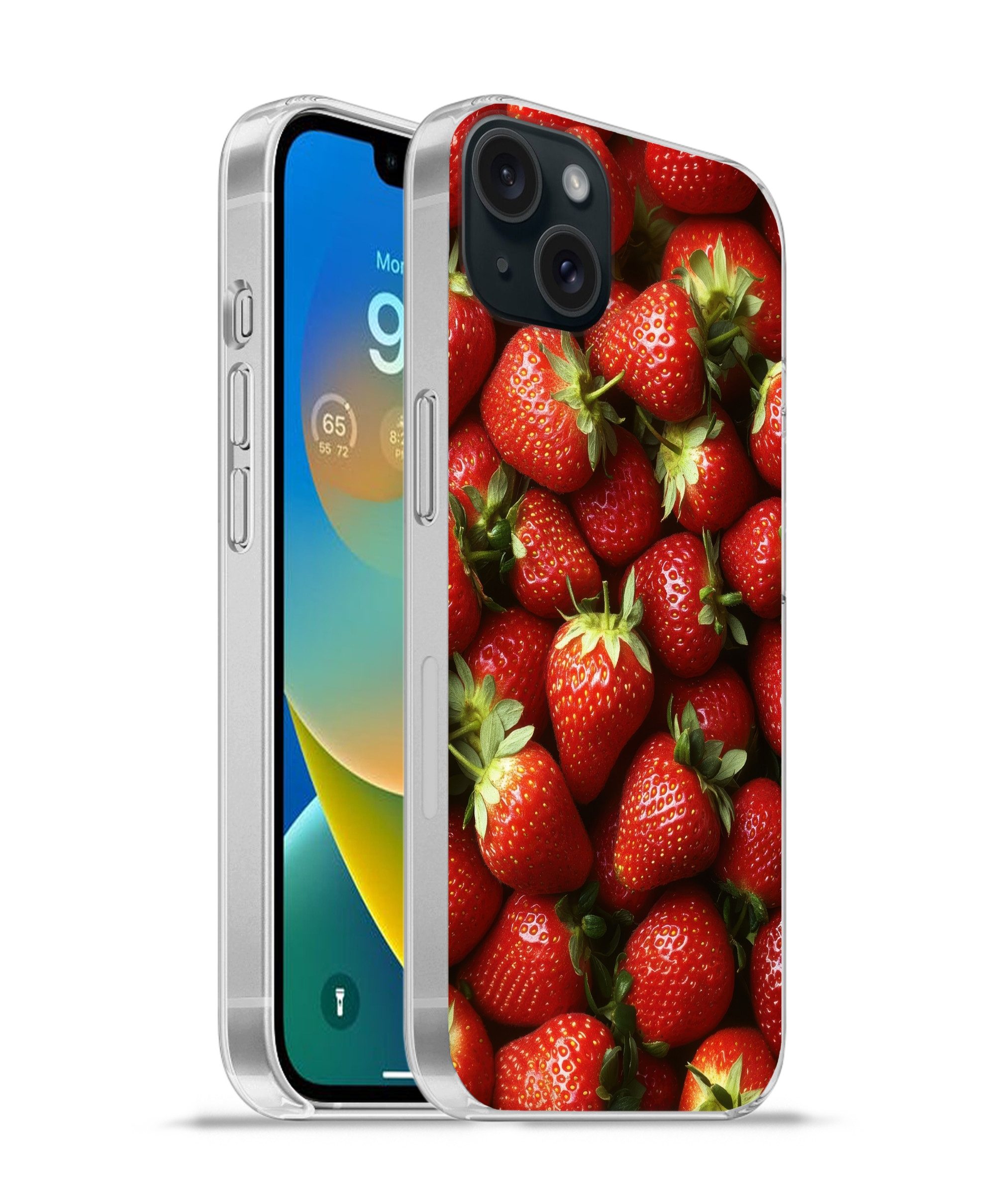 MuchoWow Handyhülle für Apple iPhone 15 Plus Erdbeere - Obst - Rot, Smartphone-Bumper, Print, Handy Schutzhülle Dünn