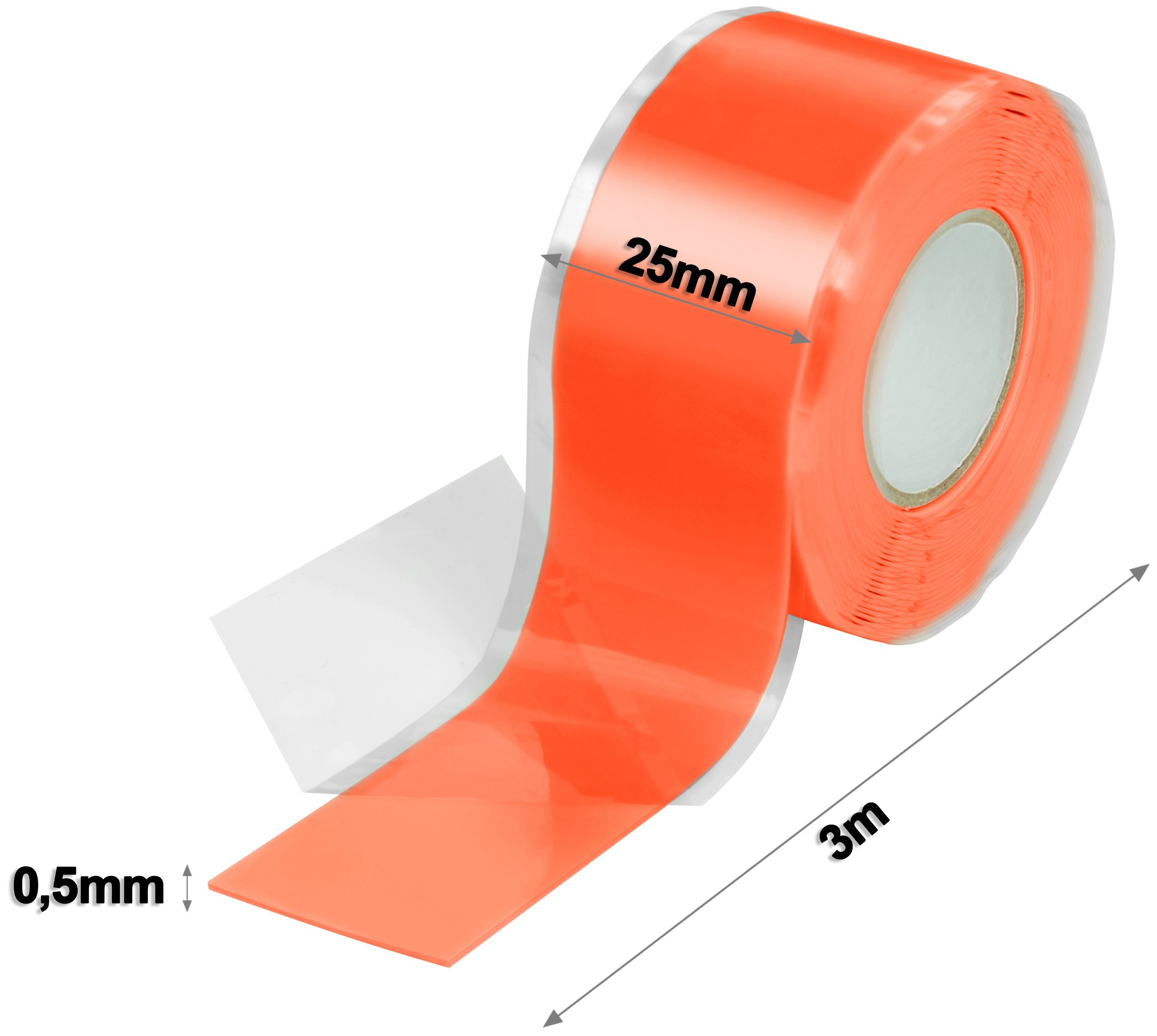 Thumbnail - Poppstar Dichtband Selbstverschweißendes Silikonband (zum Reparieren, Isolieren und Abdichten, 1-St., (Strom, Wasser, Lu...