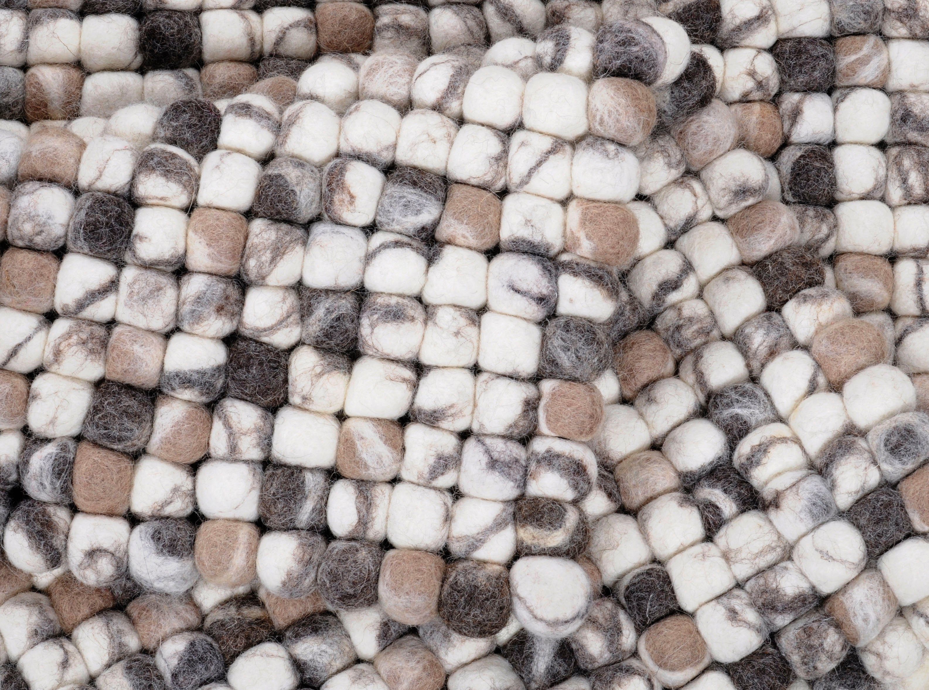 THEKO Wollteppich Felty 2.2, rechteckig, Höhe: 22 mm, Filzkugel-Teppich, reine Wolle, handgefertigt, auch als Läufer