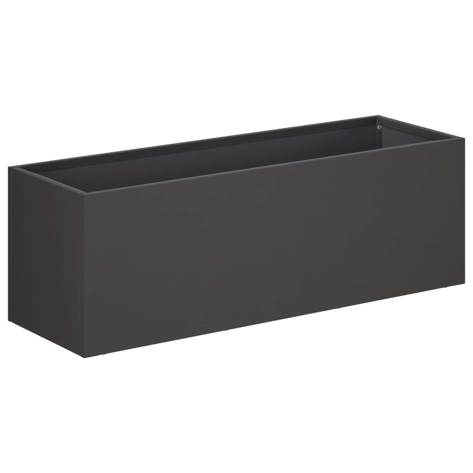 vidaXL Blumentopf Garten-Pflanzgefäß Schwarz 60 x 20 x 20 cm Kaltgewalzter Stahl (1 St)