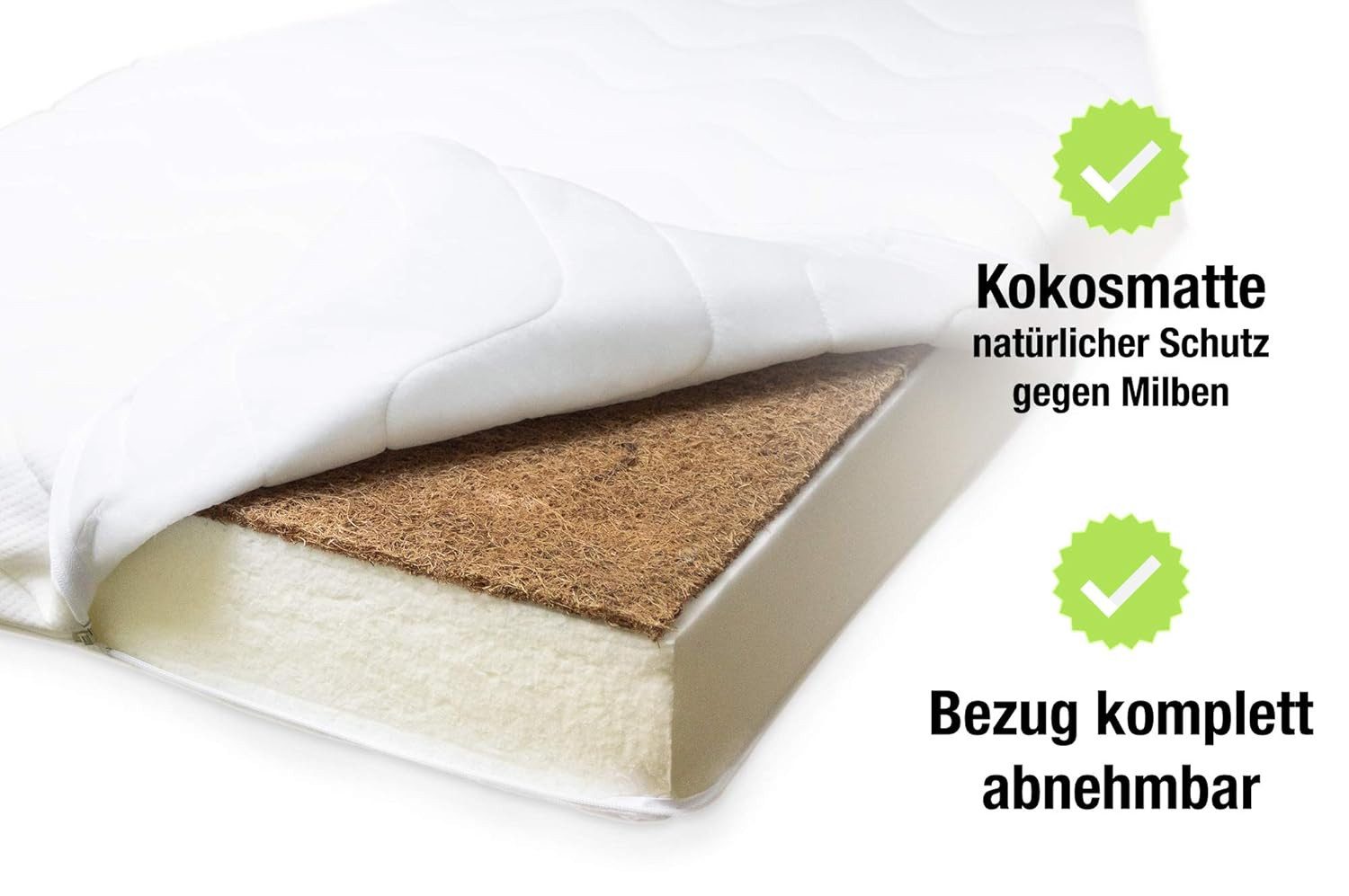 Babymatratze mit hochwertigem Schaum, Kokosplatte und Hygienebezug, Ehrenki günstig online kaufen
