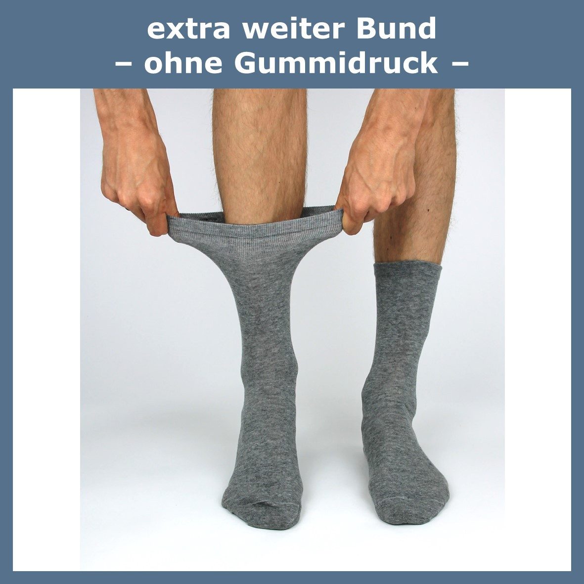 GAWILO Diabetikersocken für Herren - Ohne Gummibund & ohne Naht - Extra weiter Komfort-Bund (6 Paar) Venensocke für Diabetiker mit viel Baumwolle - feines Maschenbild