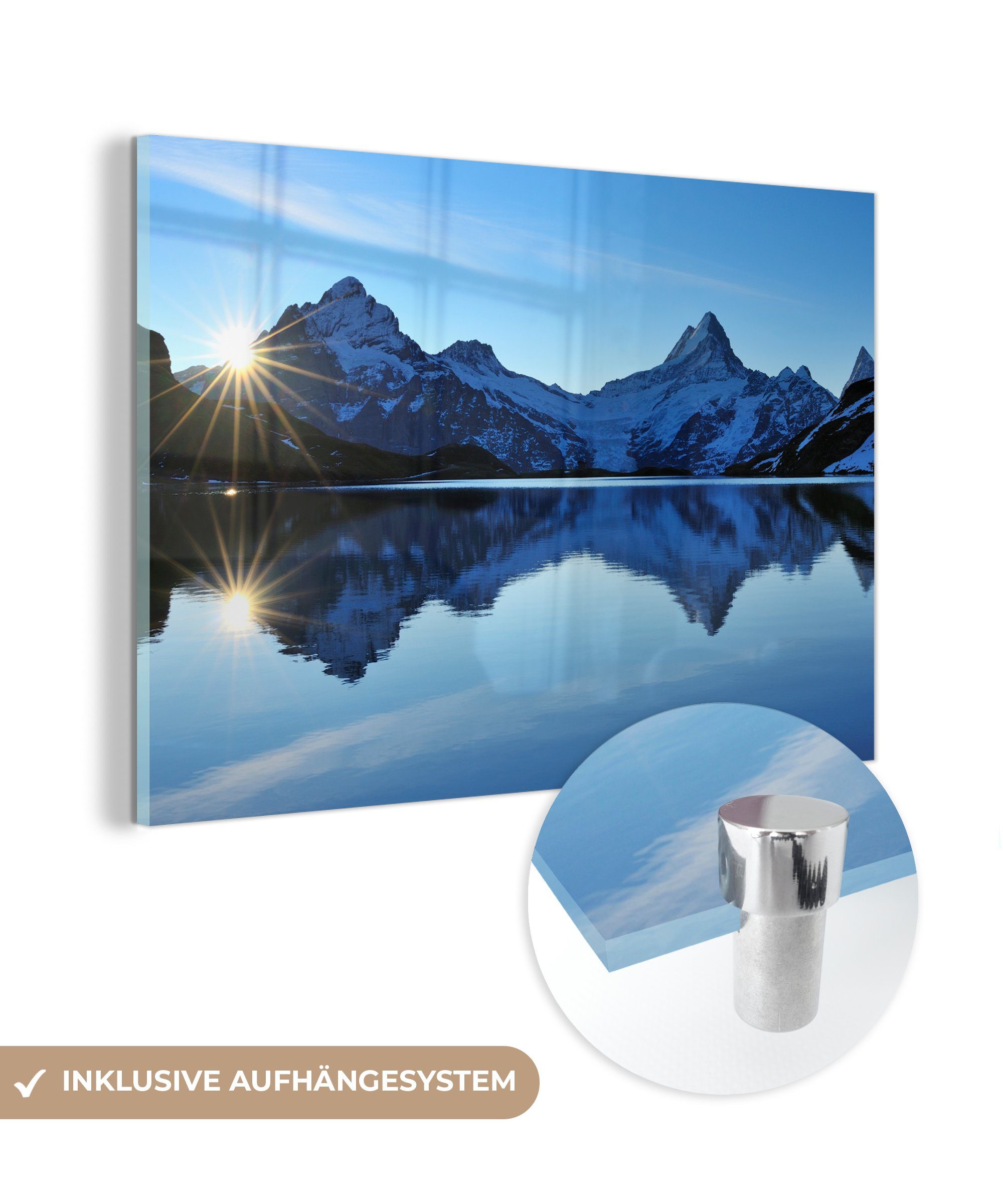 MuchoWow Acrylglasbild Alpen - Berg - Wasser - Schnee, (1 St), Acrylglasbilder Wohnzimmer & Schlafzimmer