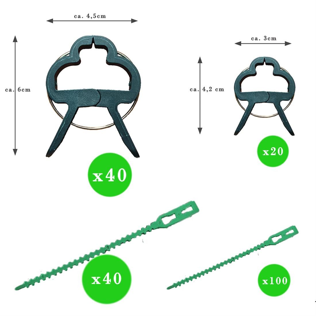 varivendo Rankhilfe Pflanzenklammern Set 200 Stück Schwarz Grün Kombiset, 200 St., 200-teilig, Pflanzenclips Pflanzenbinder Pflanzenhalter Pflanzenstützen Pflanzenbe