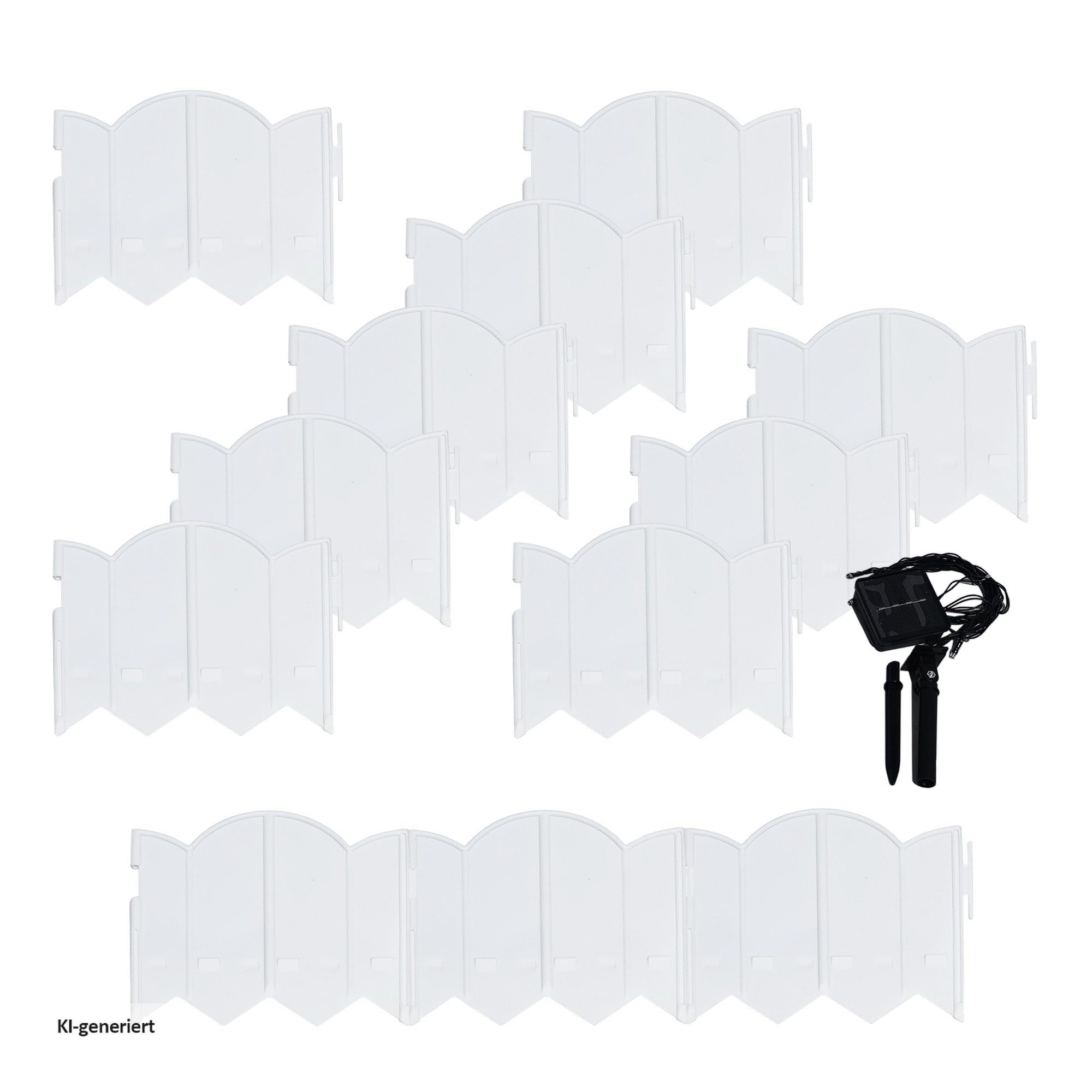 HTI-Living Beetbegrenzung Beeteinfassung 1260 cm, LxH: 21x17 cm, Set, 60 Module inkl. Solarbeleuchtung, Zierzaun Beetumrandung Beetbegrenzung