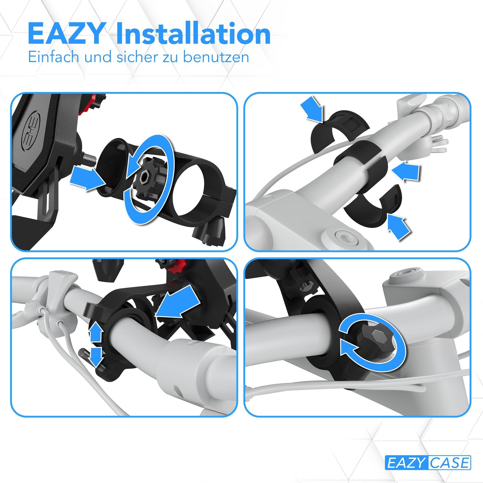 EAZY CASE Smartphone Holder Universal Bicycle Mount for Smartphones (Handlebar Mount, Size Adjustable, Rotatable, Black)