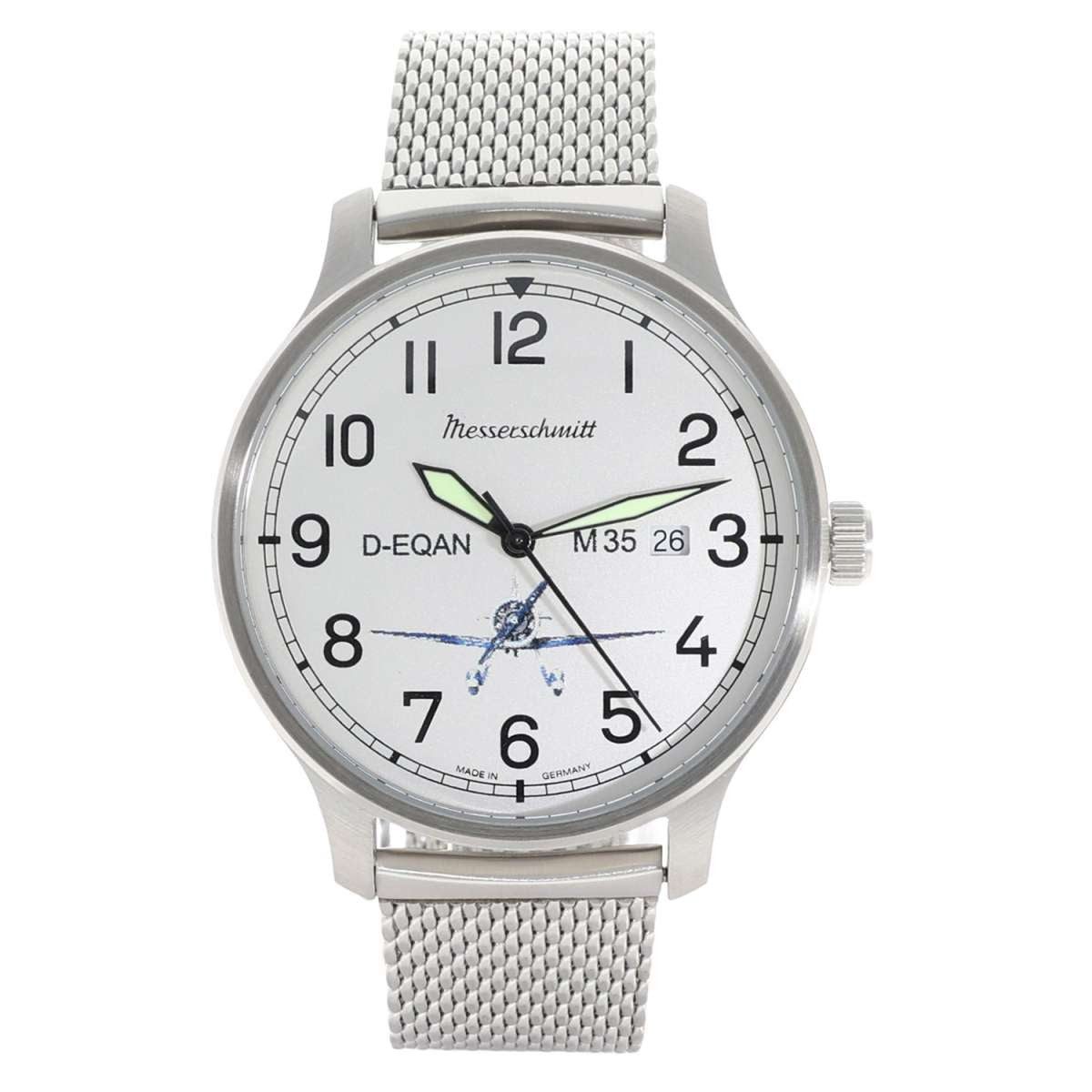 Messerschmitt Quarzuhr M-35Q-SM, Herrenarmbanduhr M35 Quarz mit Mesh-Band