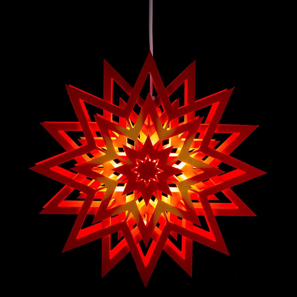 Kunstgewebe Taulin Schwibbogen Fensterbild Weihnachtsstern gelb/rot (28cm) von Kunstgewerbe Taulin