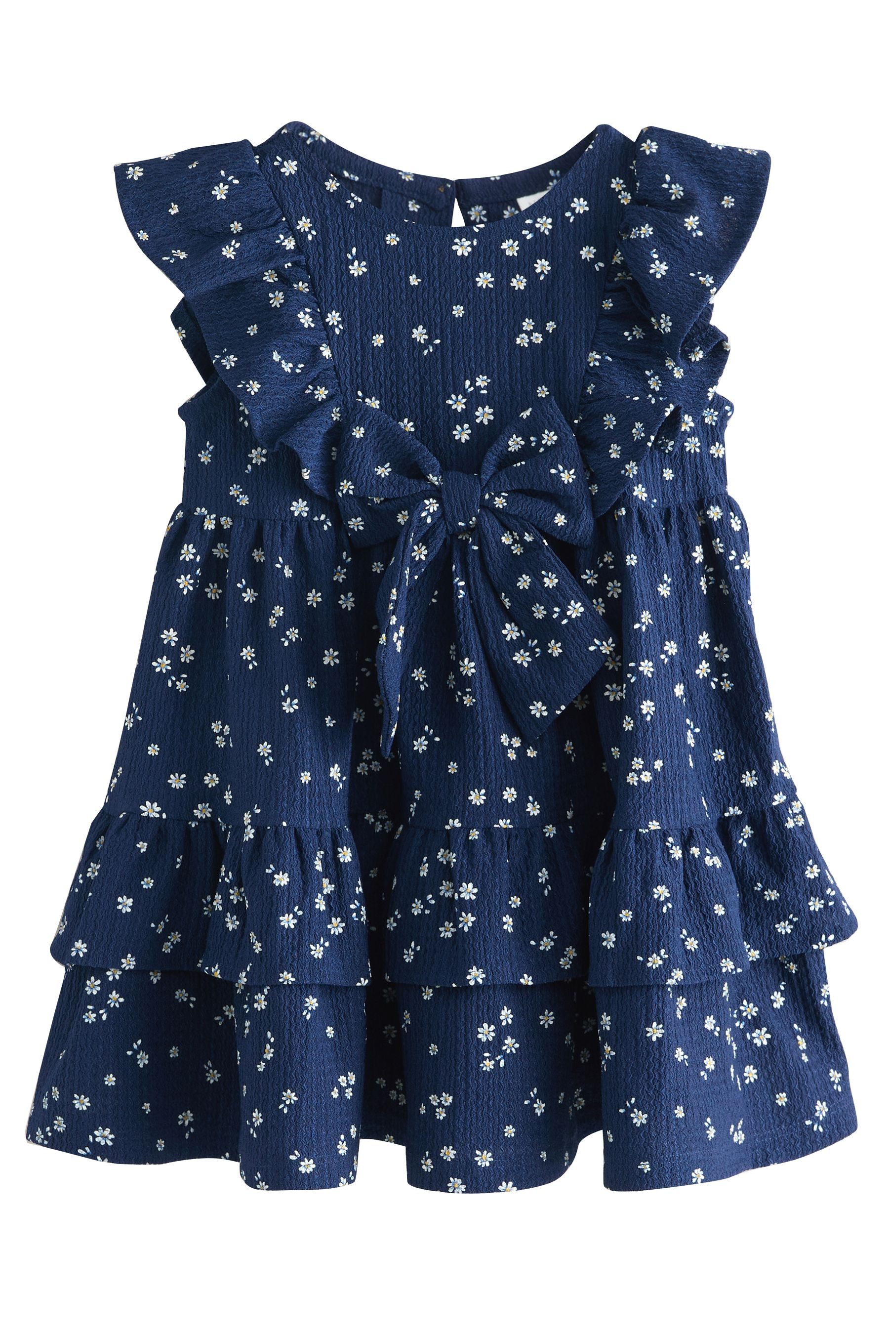 Next Jerseykleid Ärmelloses Sommerkleid mit Rüschen und Schleife (1-tlg)