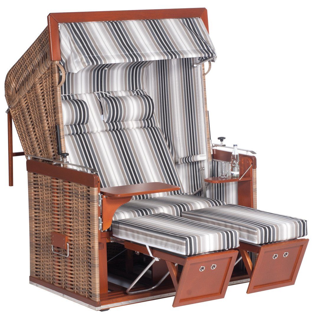 Natur24 Strandkorb Strandkorb Präsident Liegemodell 2-Sitzer Marone, BxTxH: 130x90x160 cm, 71172850