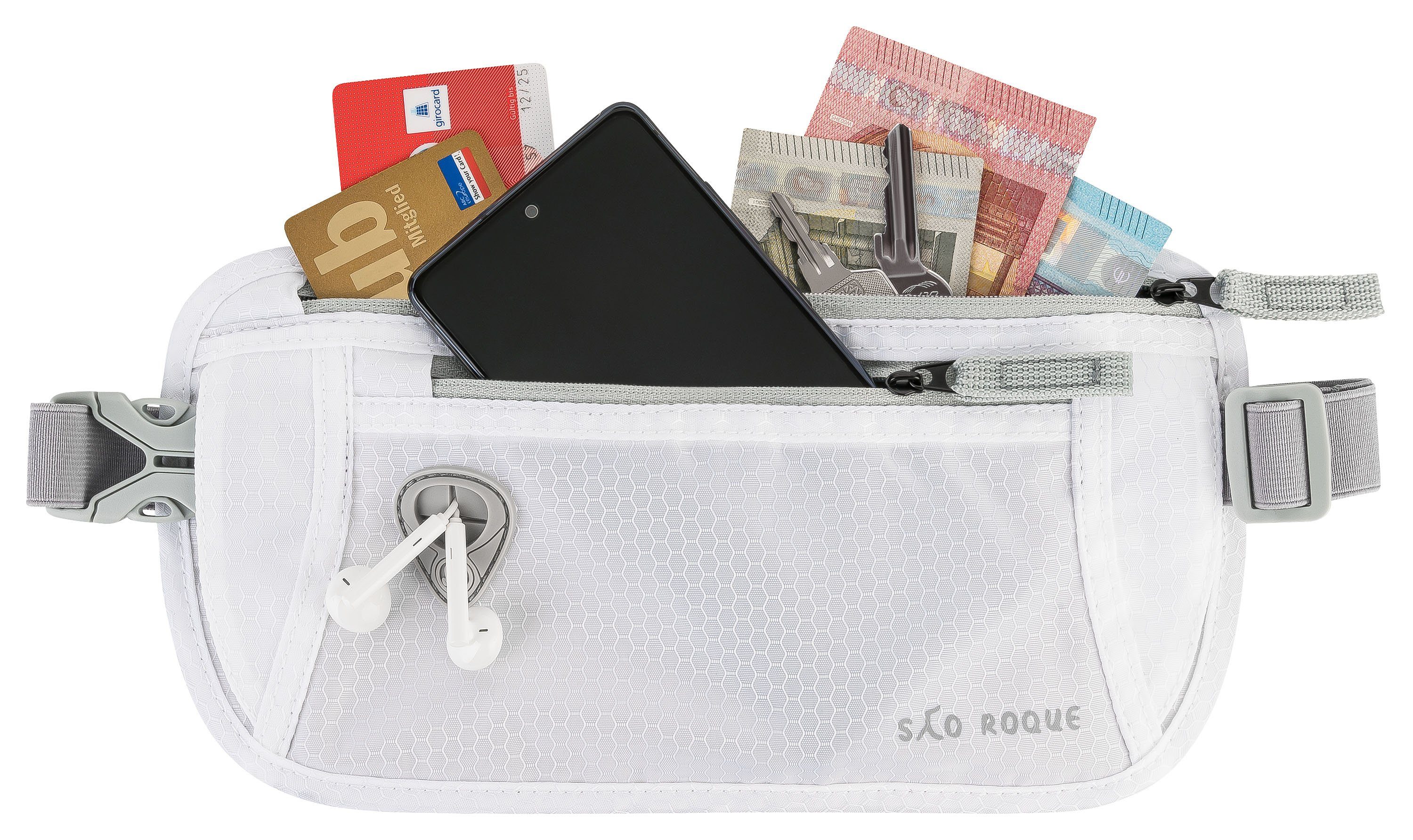 SAO ROQUE Bauchtasche Damen Herren Bauchtasche, RFID Blocker Gürteltasche, flach, Vegan, ultraflach, schweiß- und wasserfest, ultraleicht