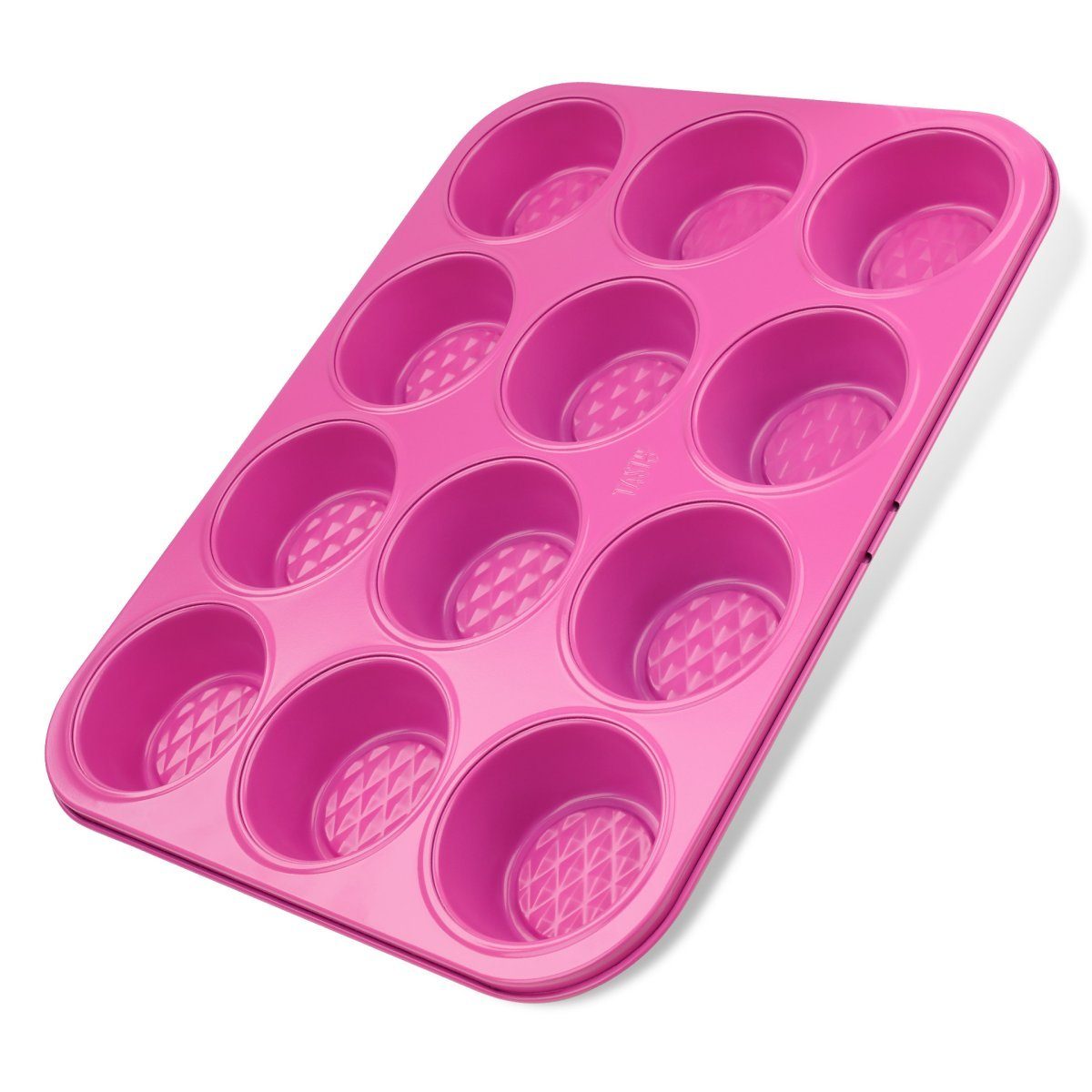 Tasty Muffinform 12er Set, Pinke Backform mit Diamantstruktur für Muffins & Cupcakes