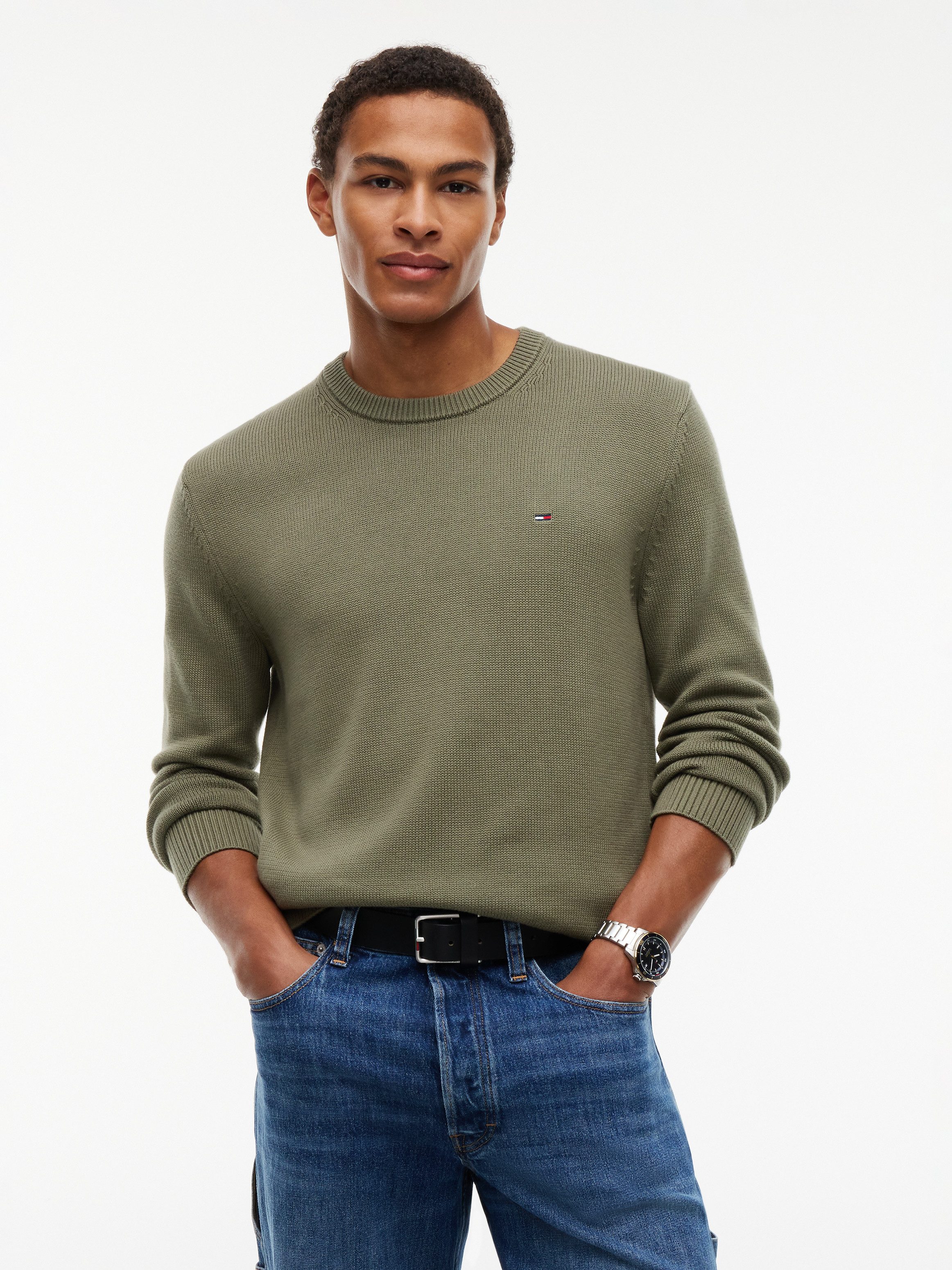 Tommy Jeans Rundhalspullover Slim fit mit Rundhalsausschnitt